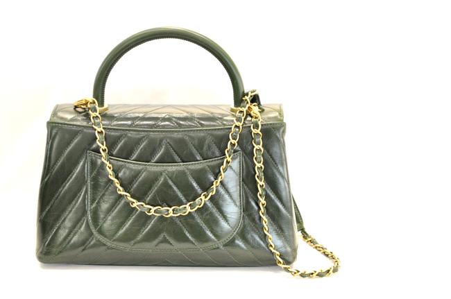Chanel Calfskin Coco Chevron Quilted Top Handle Handbag