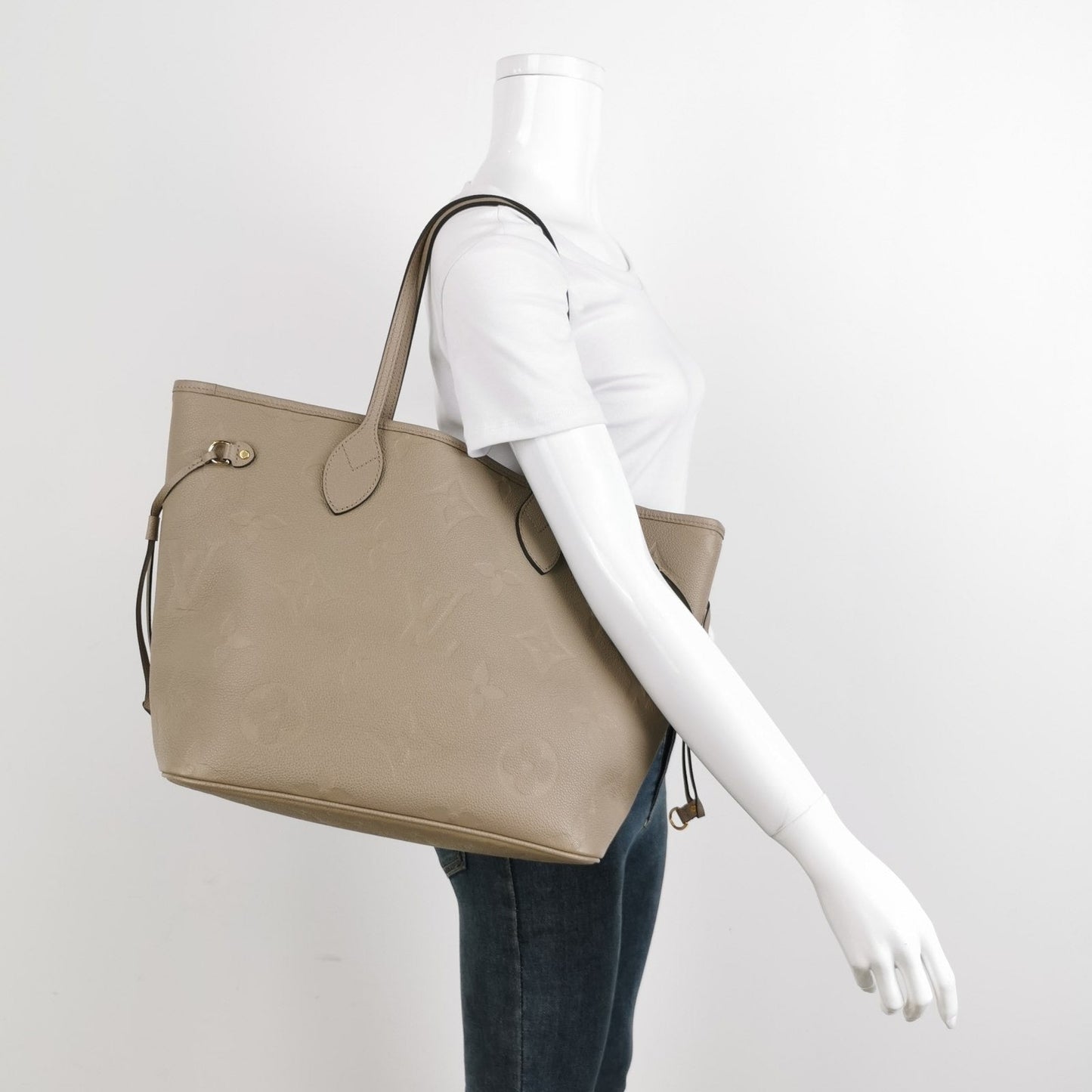 Louis Vuitton Neverfull MM Leather Grey Medium Tote Bag Grey 1