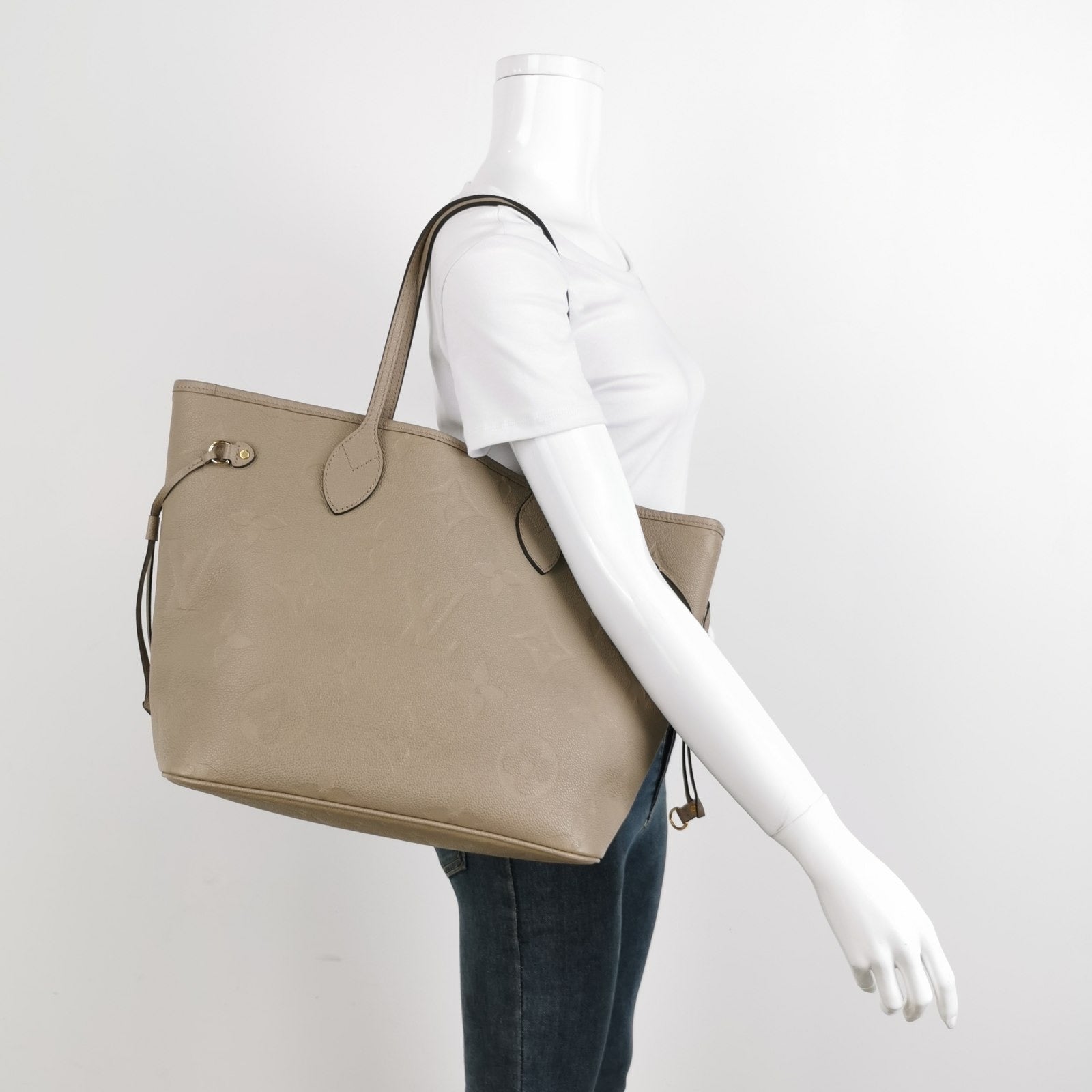 Louis Vuitton Neverfull MM Leather Grey Medium Tote Bag Grey 1