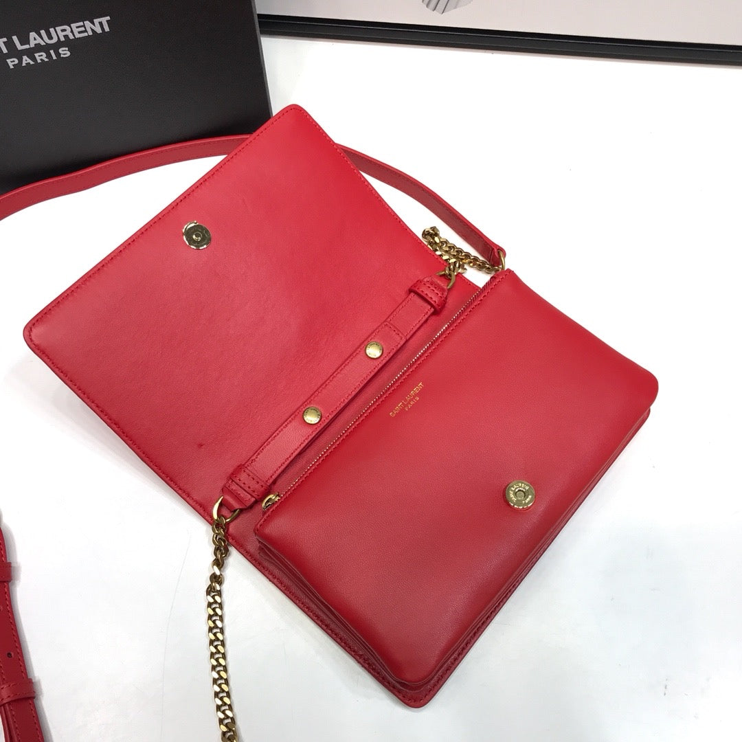 YSL Saint Laurent Ysl Saint Laurent Angie Patent Handbag Red For Travel Bag