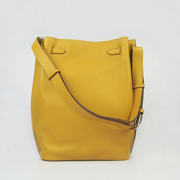 Hermes Luxury Nappa Shoulder Bag Yellow Leather Silver