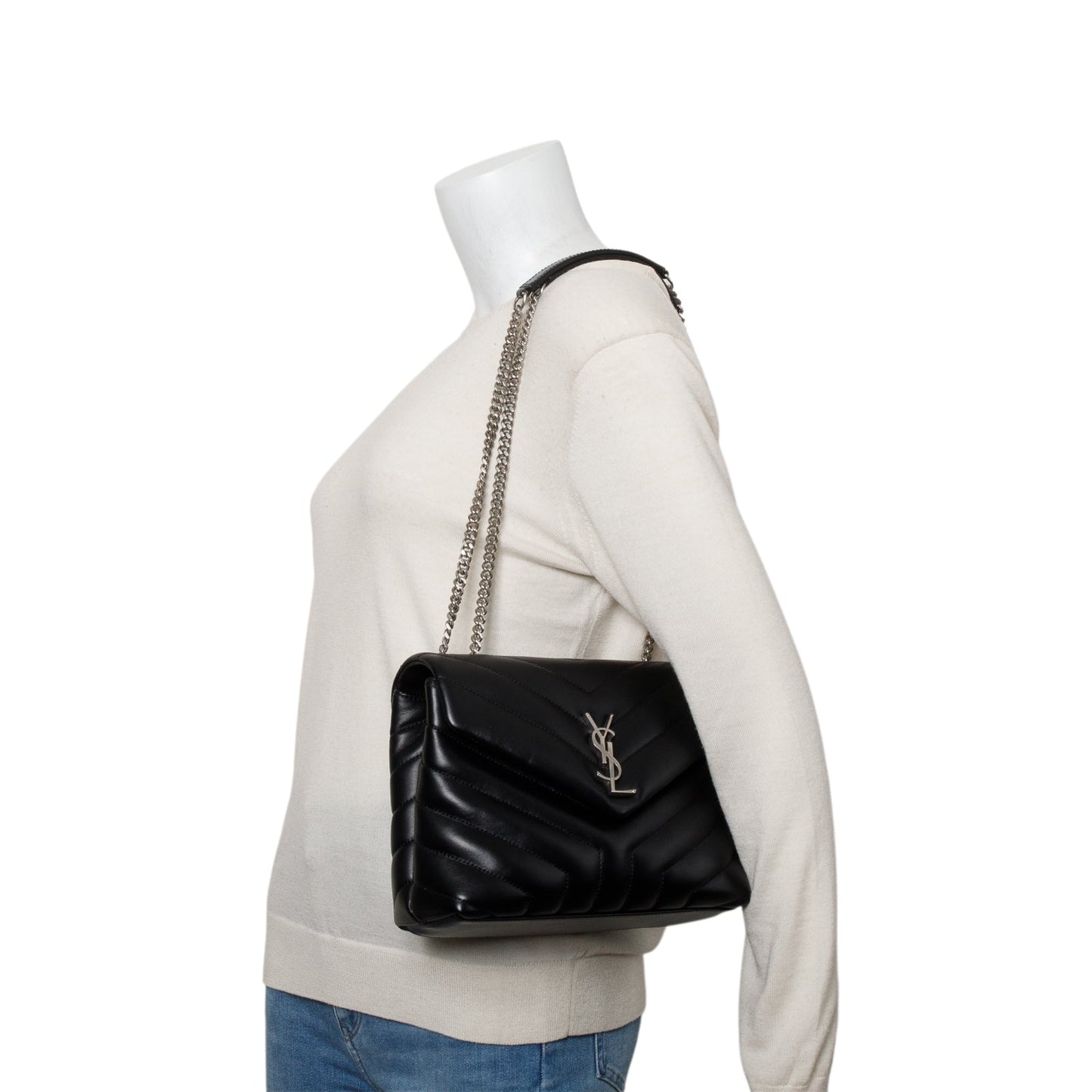 YSL Saint Laurent Calfskin Toy Loulou Crossbody Bag Quilted Monogram