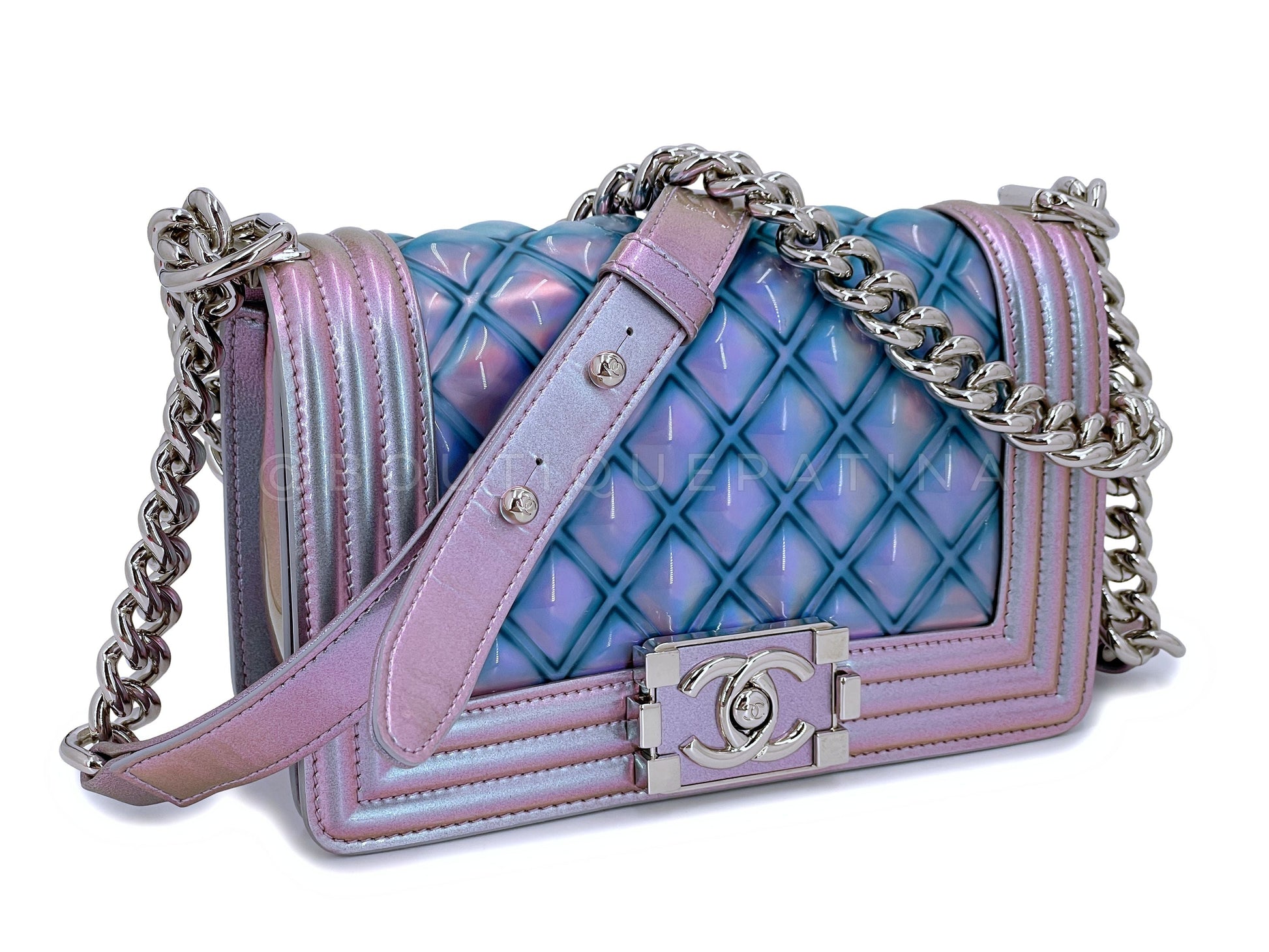 Chanel 18S Purple Mermaid Iridescent Water Boy Flap Small Jewelry