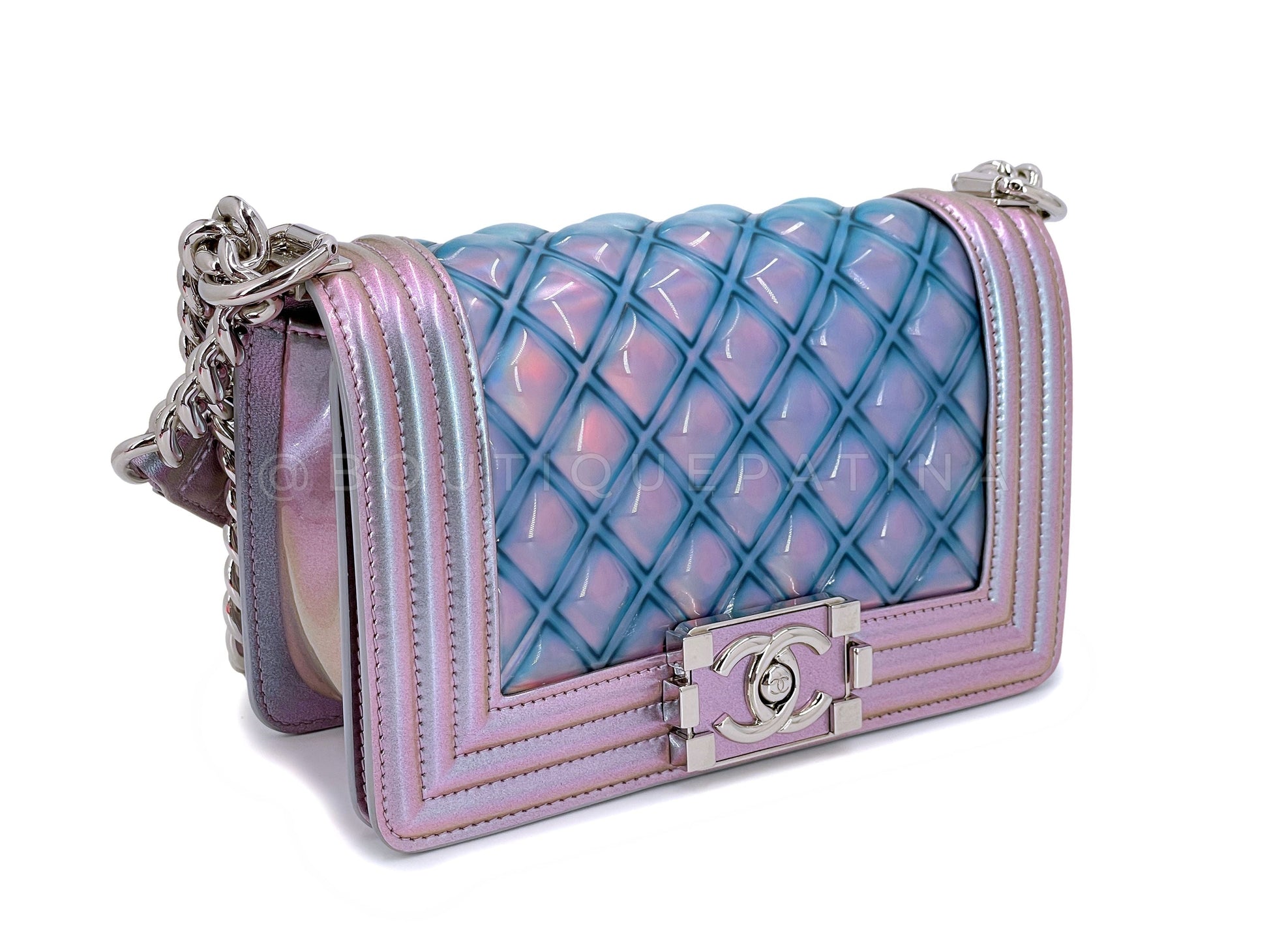 Chanel 18S Purple Mermaid Iridescent Water Boy Flap Small Jewelry
