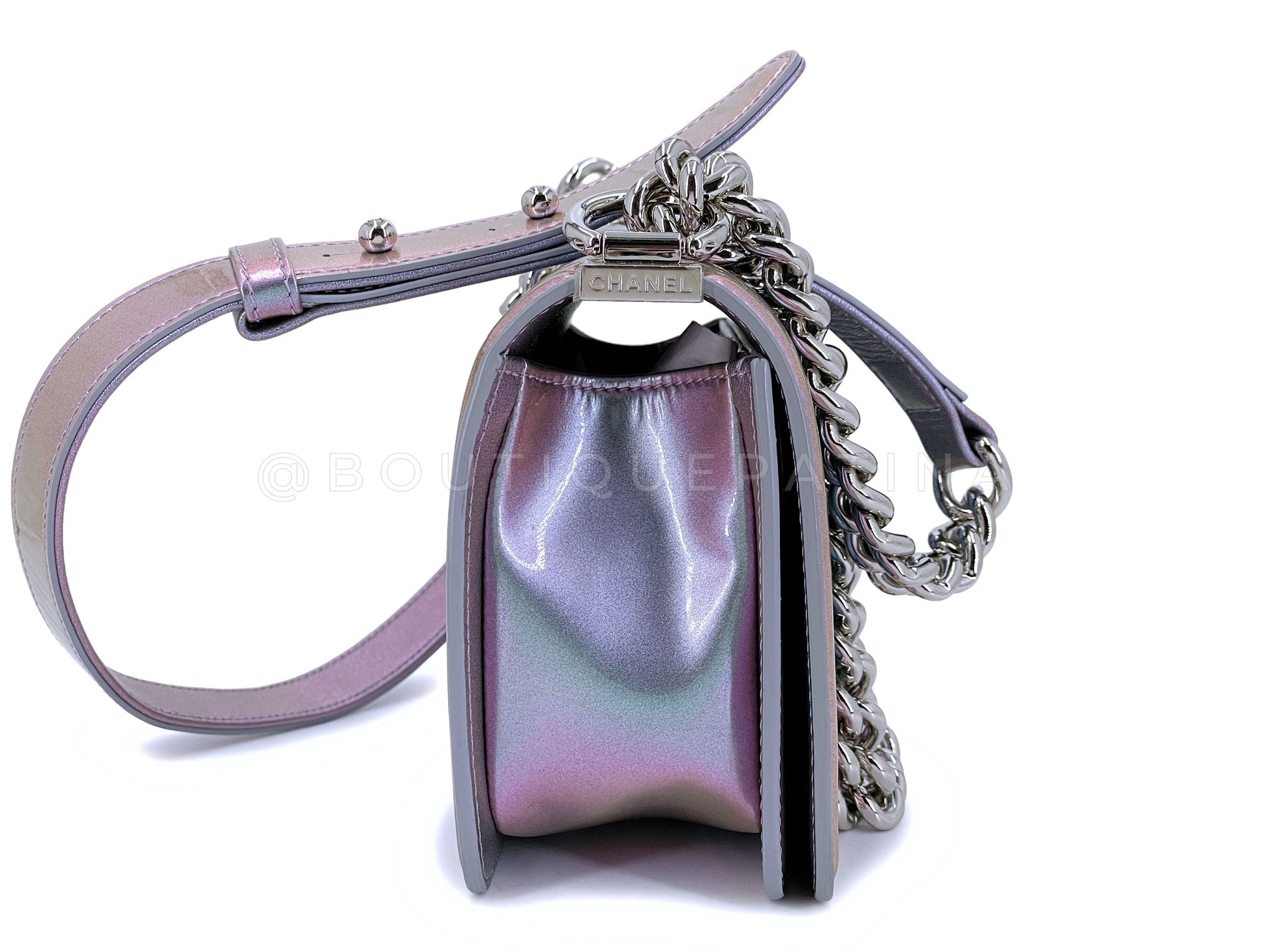 Chanel 18S Purple Mermaid Iridescent Water Boy Flap Bag Small