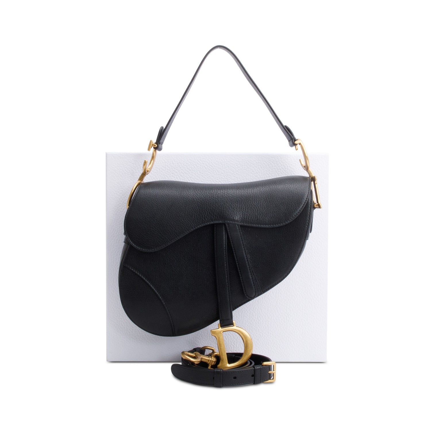 Dior Christian Calfskin Saddle Bag Black Travel Bag