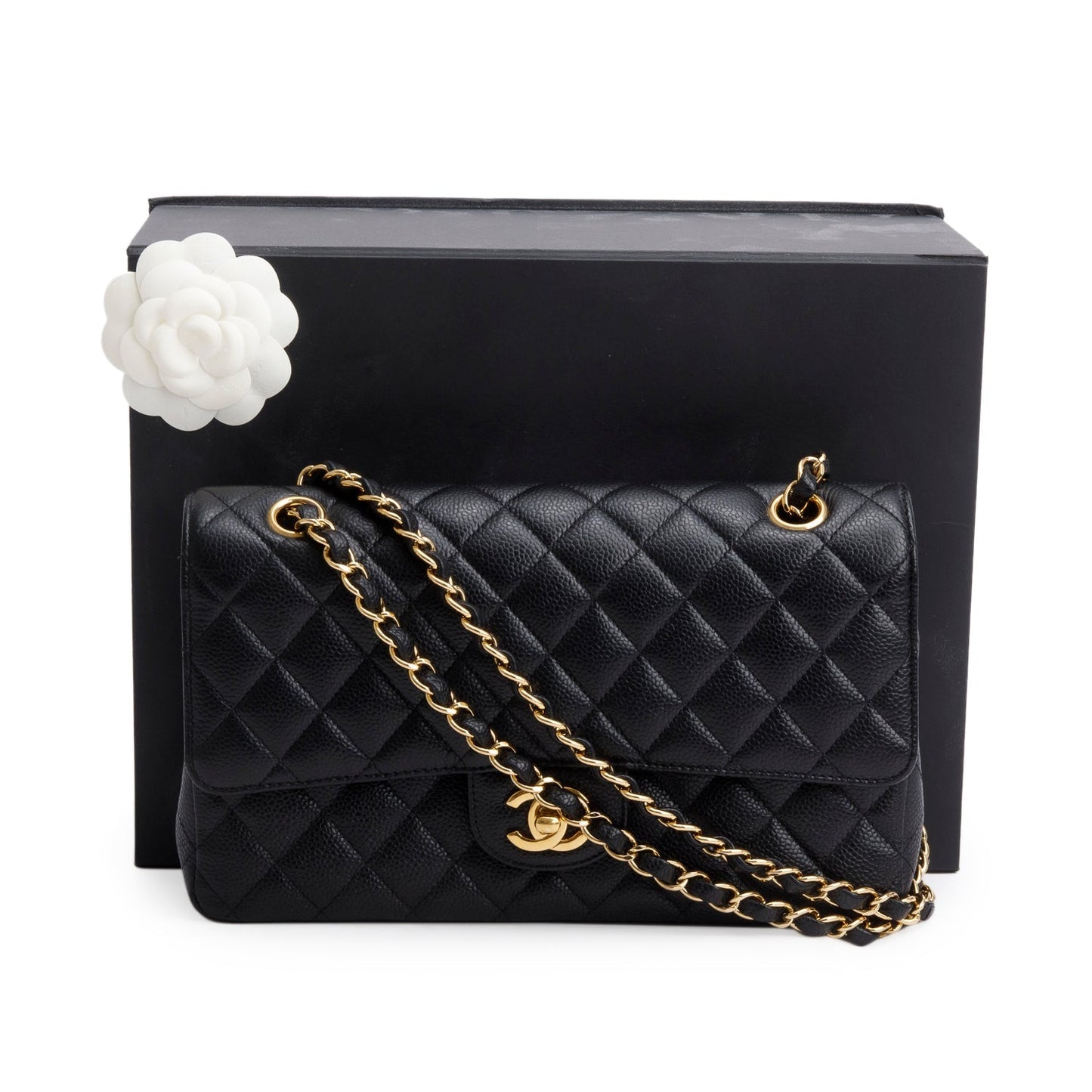 Chanel Caviar Classic Double Flap Black Travel Bag 9