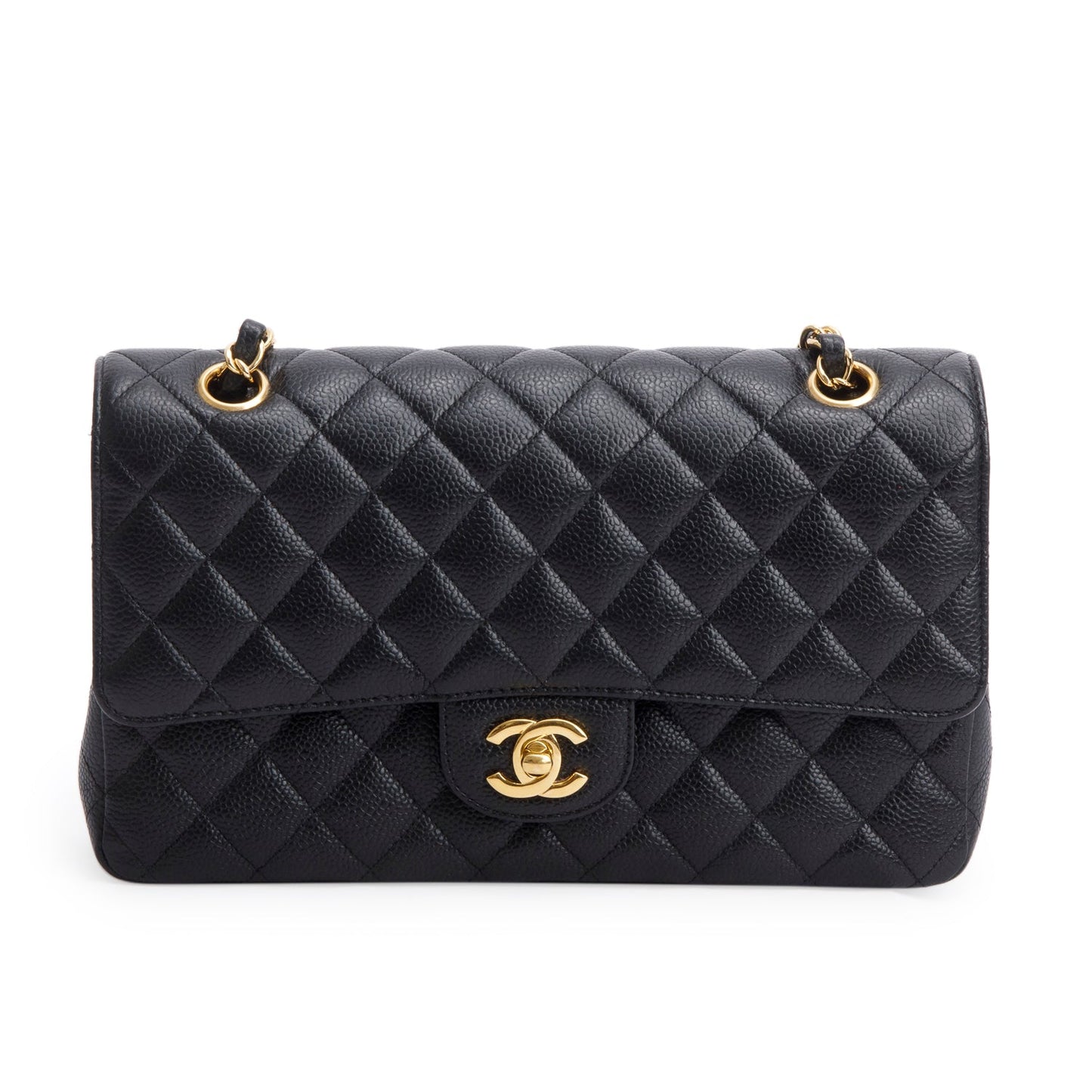 Chanel Caviar Classic Double Flap Black Travel Bag 9