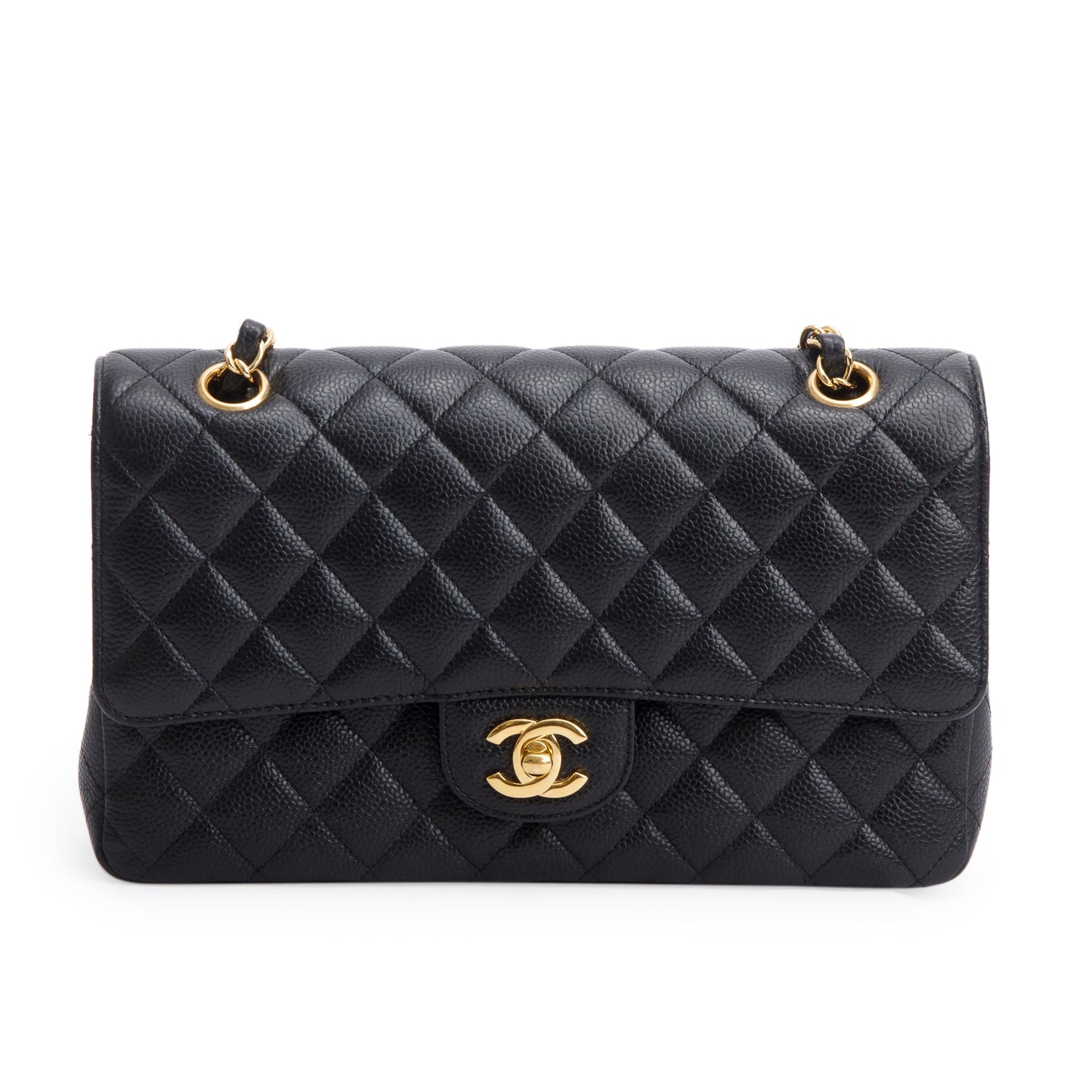 Chanel Caviar Classic Double Flap Black Travel Bag 9
