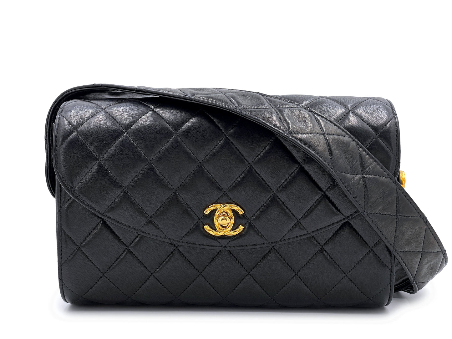 Rare Chanel   1991 Lambskin Crossbody Flap Bag