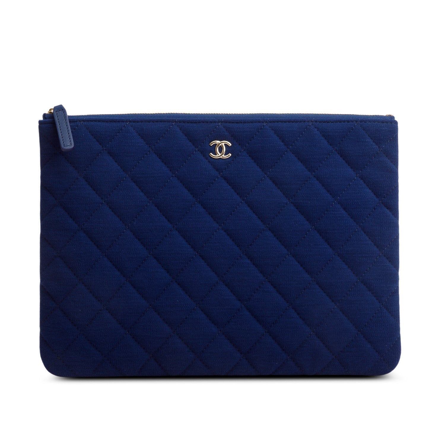 Chanel Quilted Jersey Cosmetic Blue Travel Bag