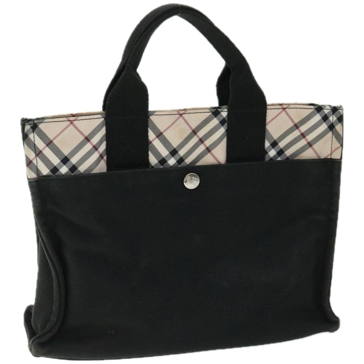 Burberry Luxury ss Nova Check Hand Bag Auth Canvas Black Beige Travel Bag