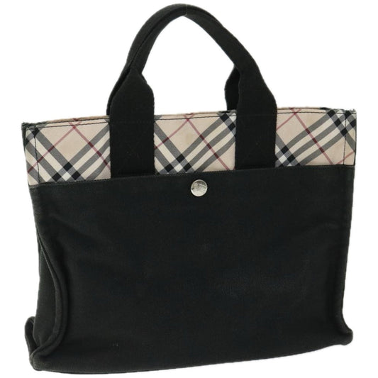 Burberry Luxury ss Nova Check Hand Bag Auth Canvas Black Beige Travel Bag