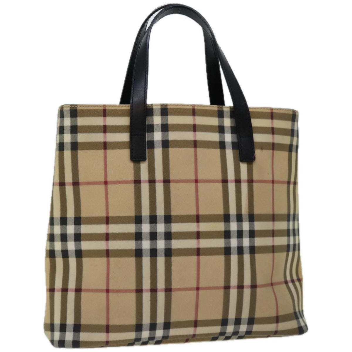 Burberry Luxury Nova Check Hand Bag Pvc Auth Black Beige Travel Bag