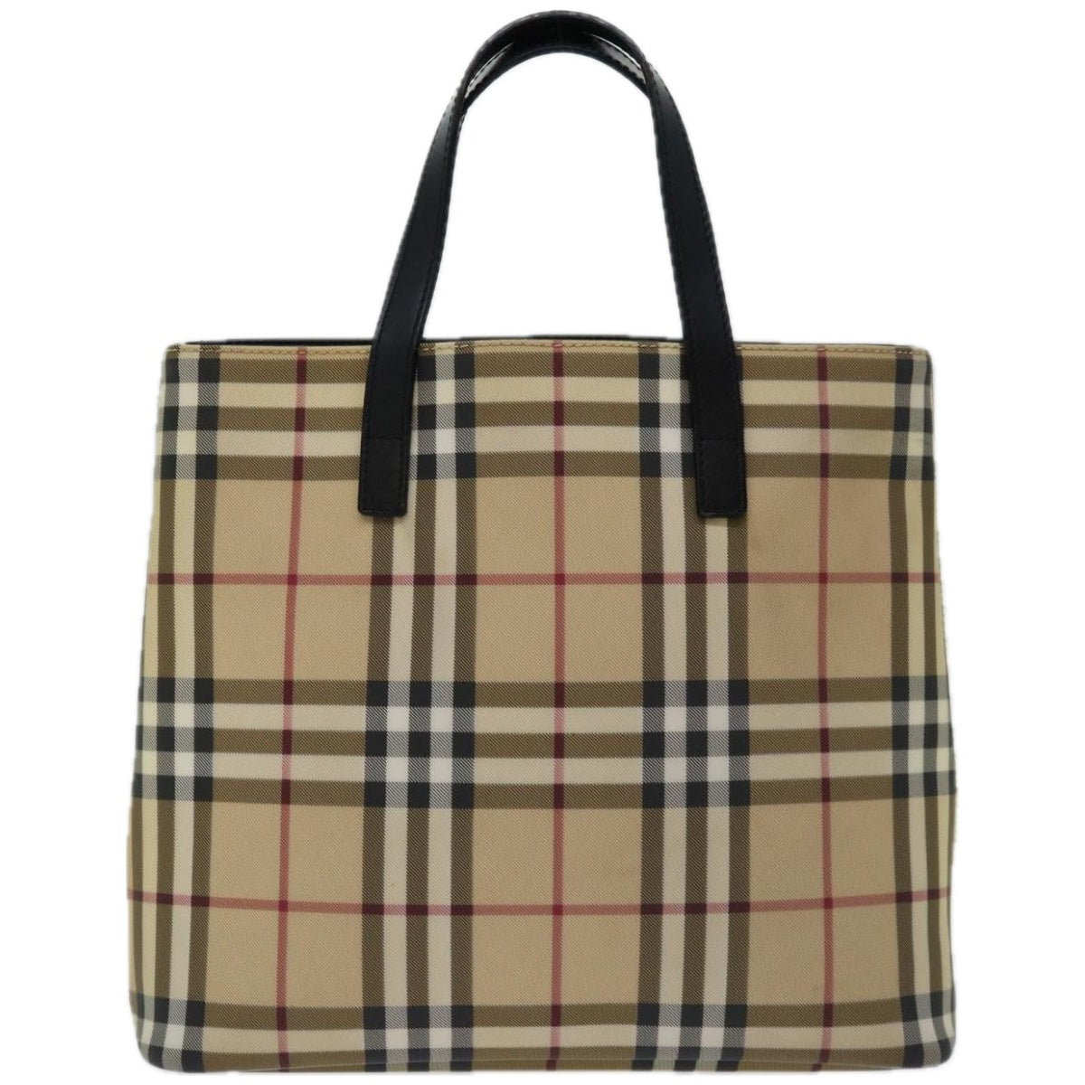 Burberry Luxury Nova Check Hand Bag Pvc Auth Black Beige Travel Bag