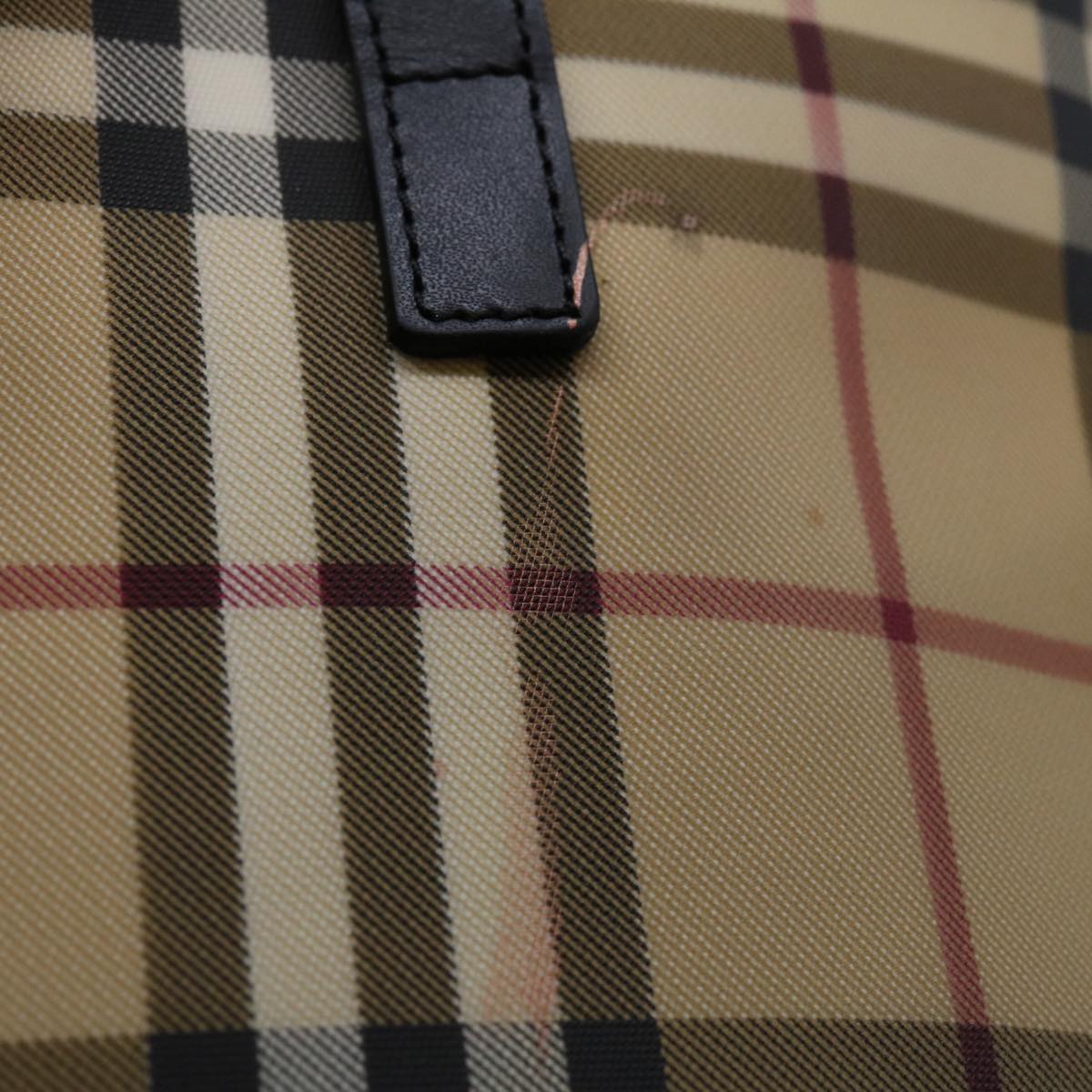 Burberry Luxury Nova Check Hand Bag Pvc Auth Black Beige Travel Bag