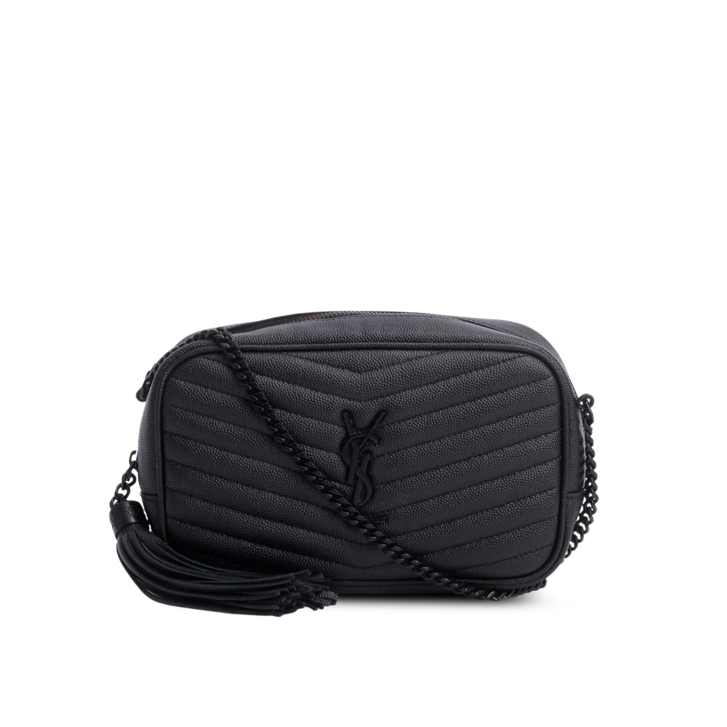 YSL Saint Laurent Grain De Poudre Lou Camera Bag Matelasse Black Crossbody Bag