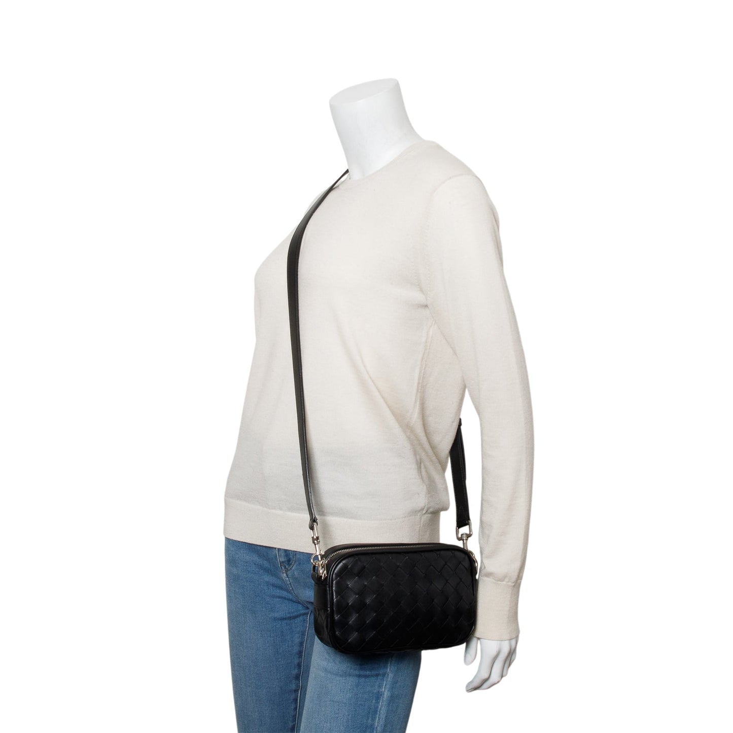 Bottega Veneta Nappa Intrecciato Camera Bag Leather Black Travel Bag