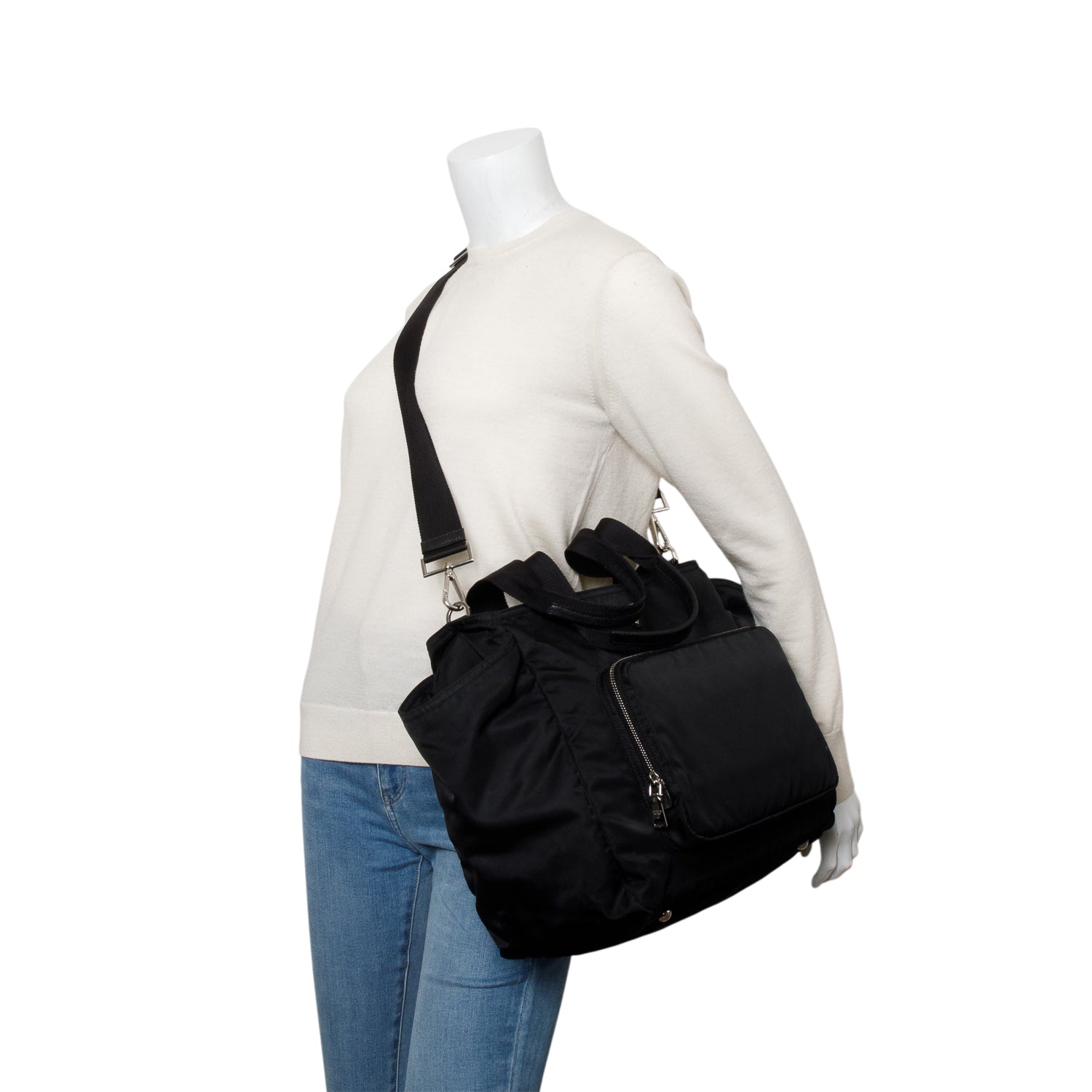 Prada Tessuto Diaper Bag Nylon Black Travel Bag
