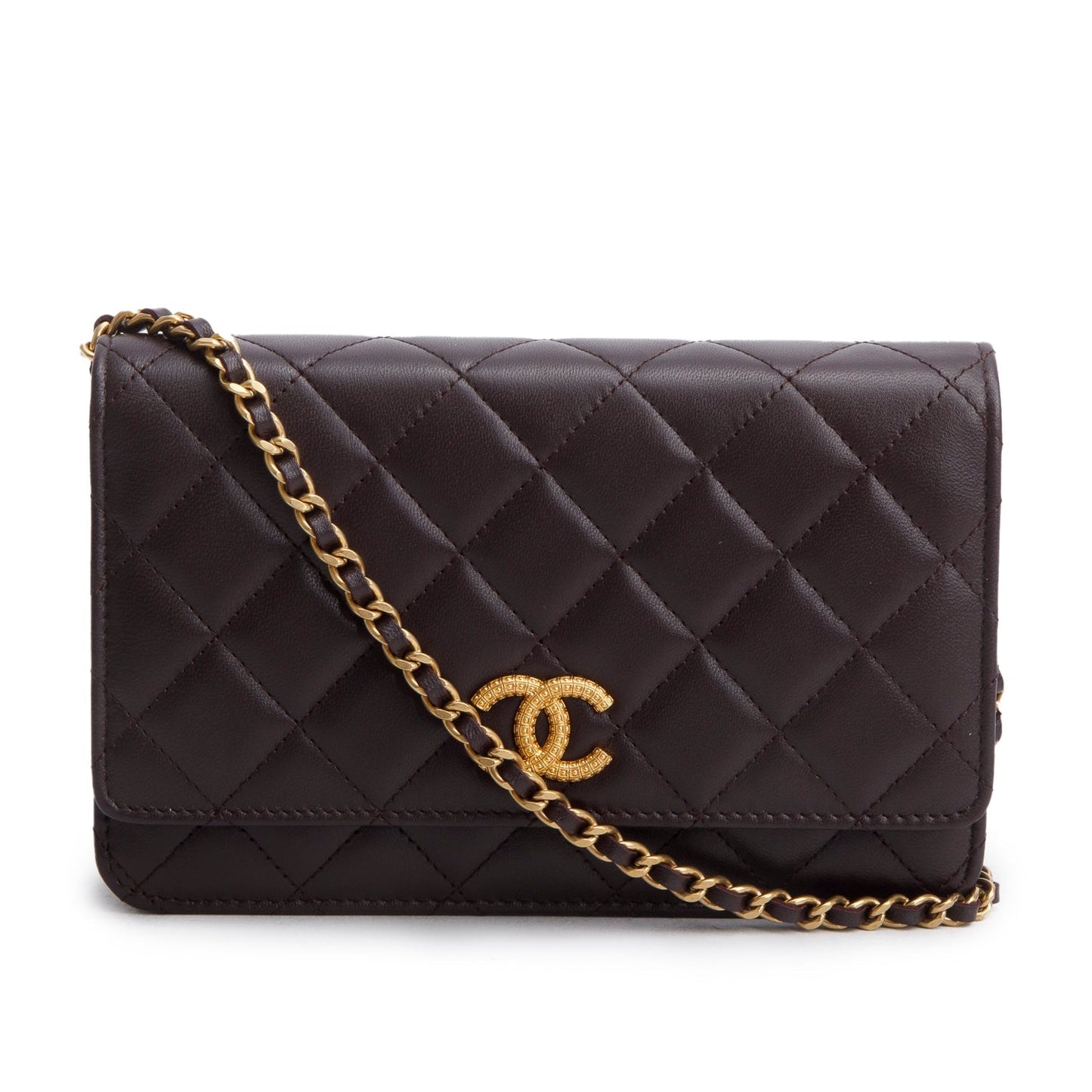 Chanel Burgundy Quilted CC Logo on Lambskin Wallet Case