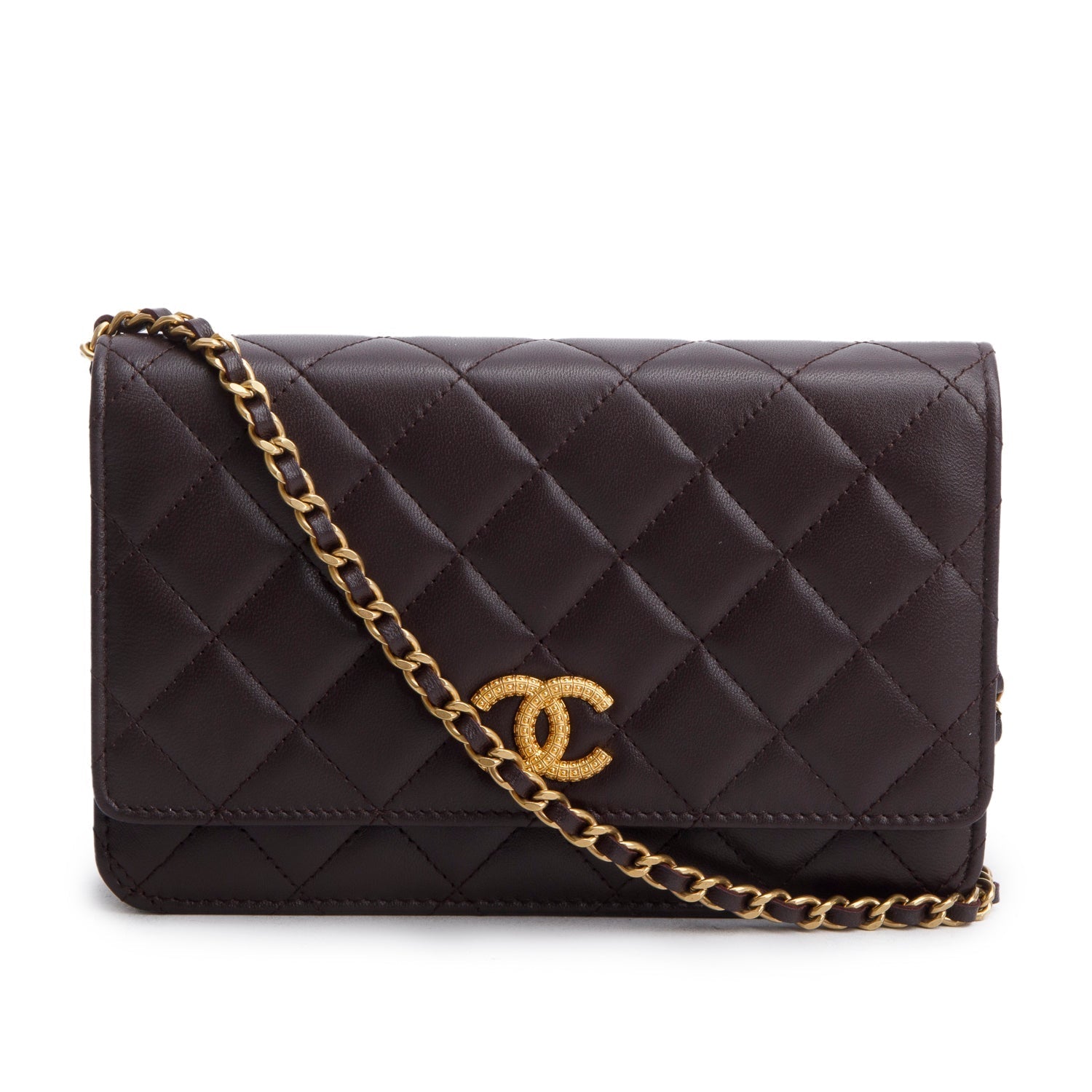 Chanel Burgundy Quilted CC Logo on Lambskin Wallet Case