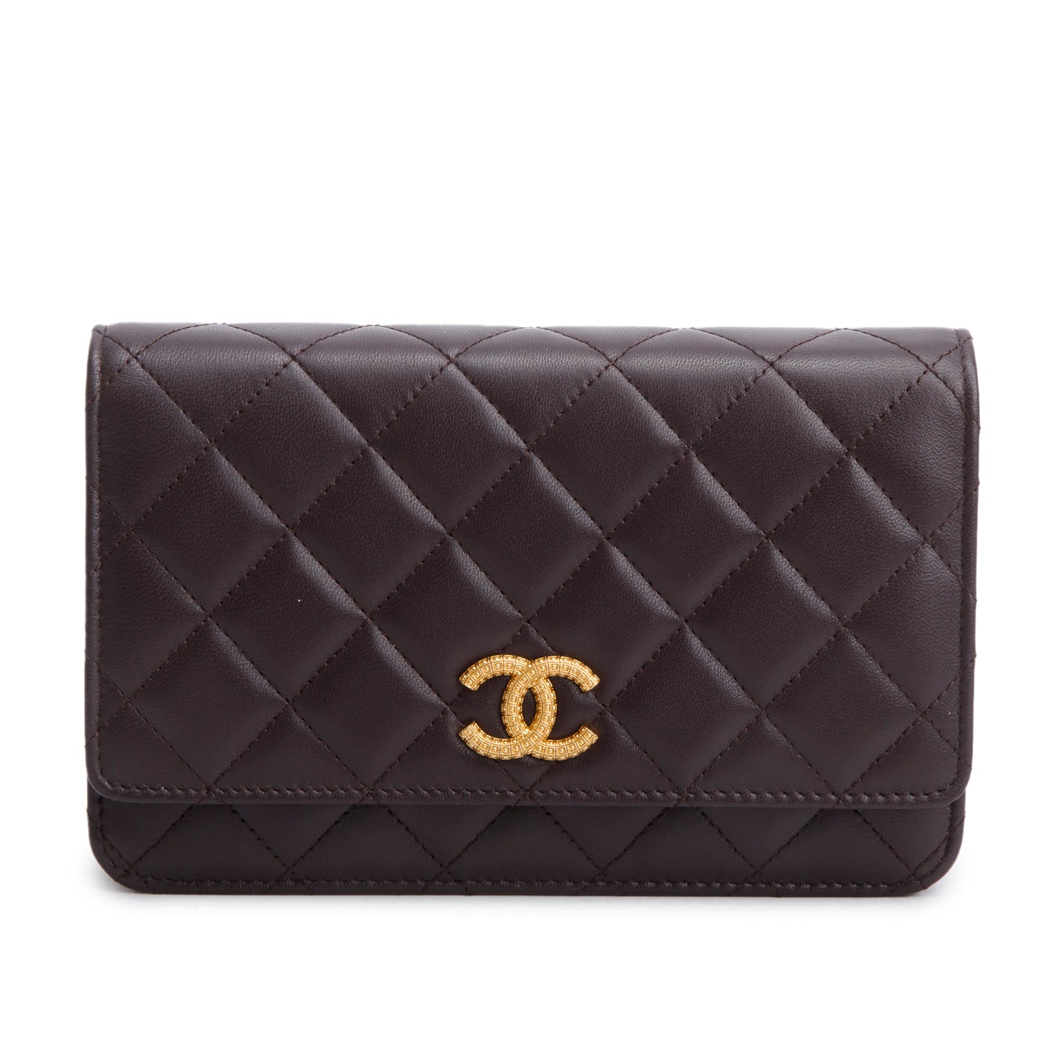 Chanel Burgundy Quilted CC Logo on Lambskin Wallet Case