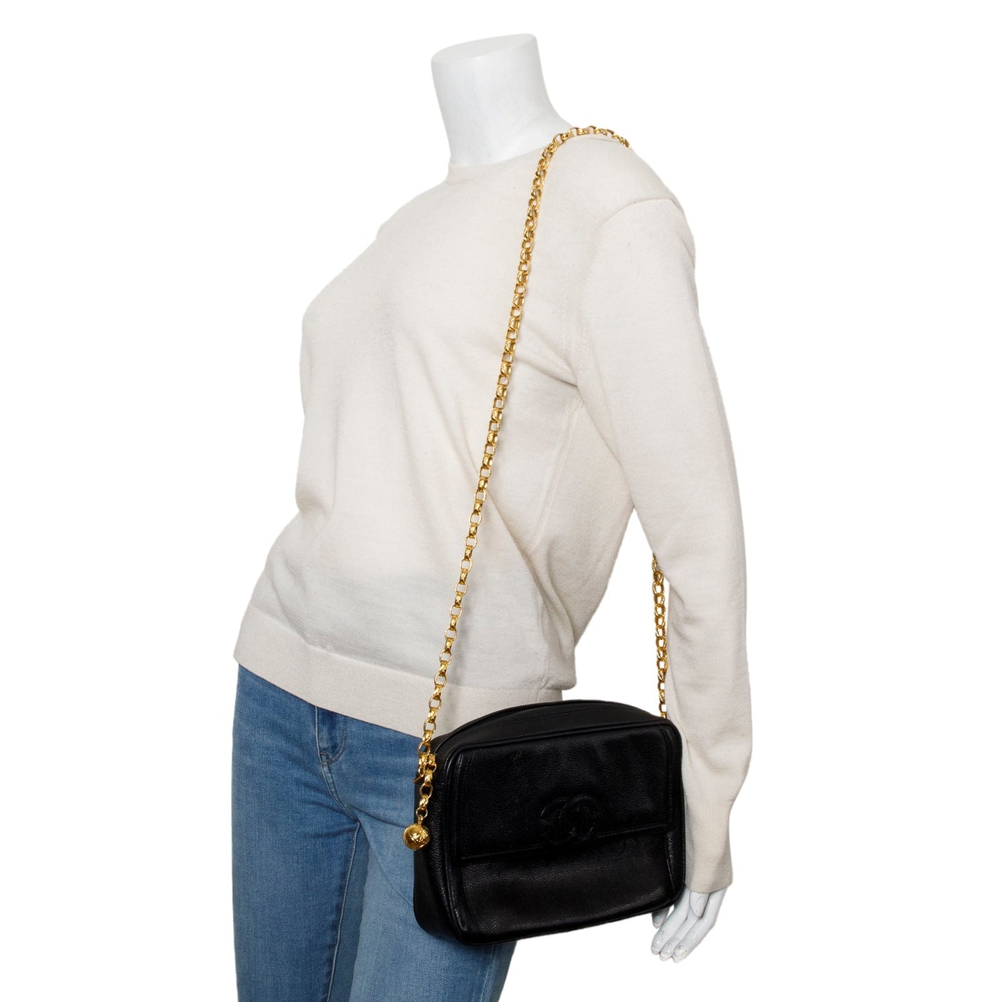Chanel Caviar Bijoux Camera Black Travel Bag