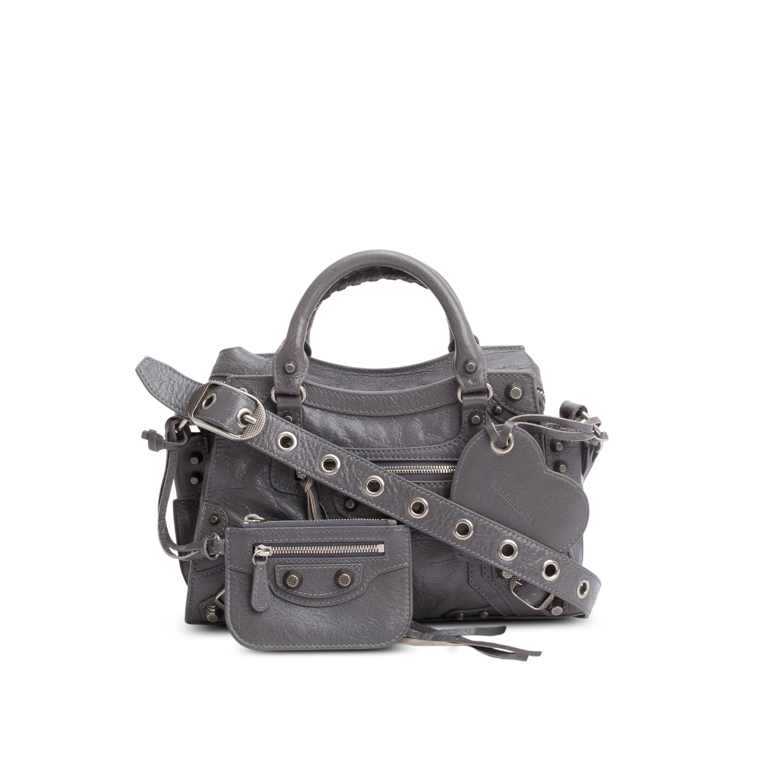 Balenciaga Grey Agneau Neo Cagole Xs City Bag Leather Travel Bag