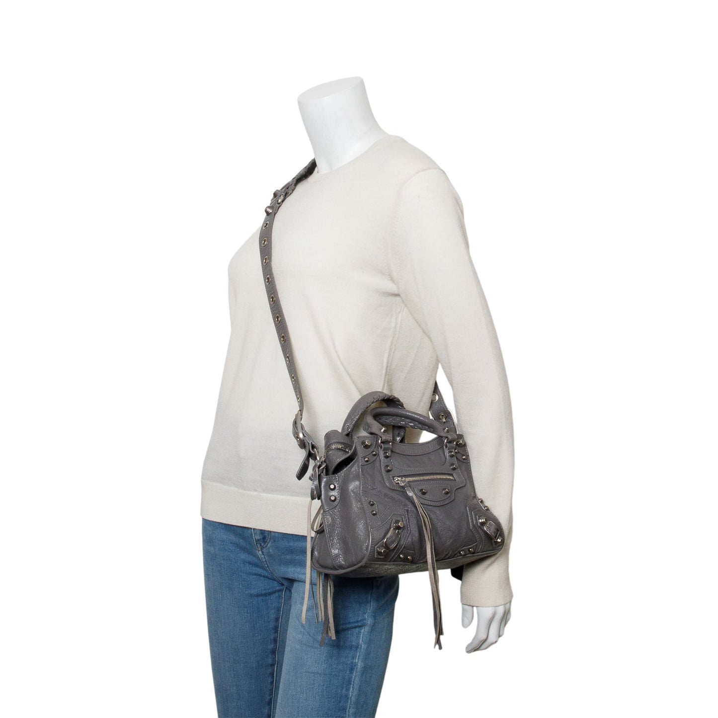 Balenciaga Grey Agneau Neo Cagole Xs City Bag Leather Travel Bag