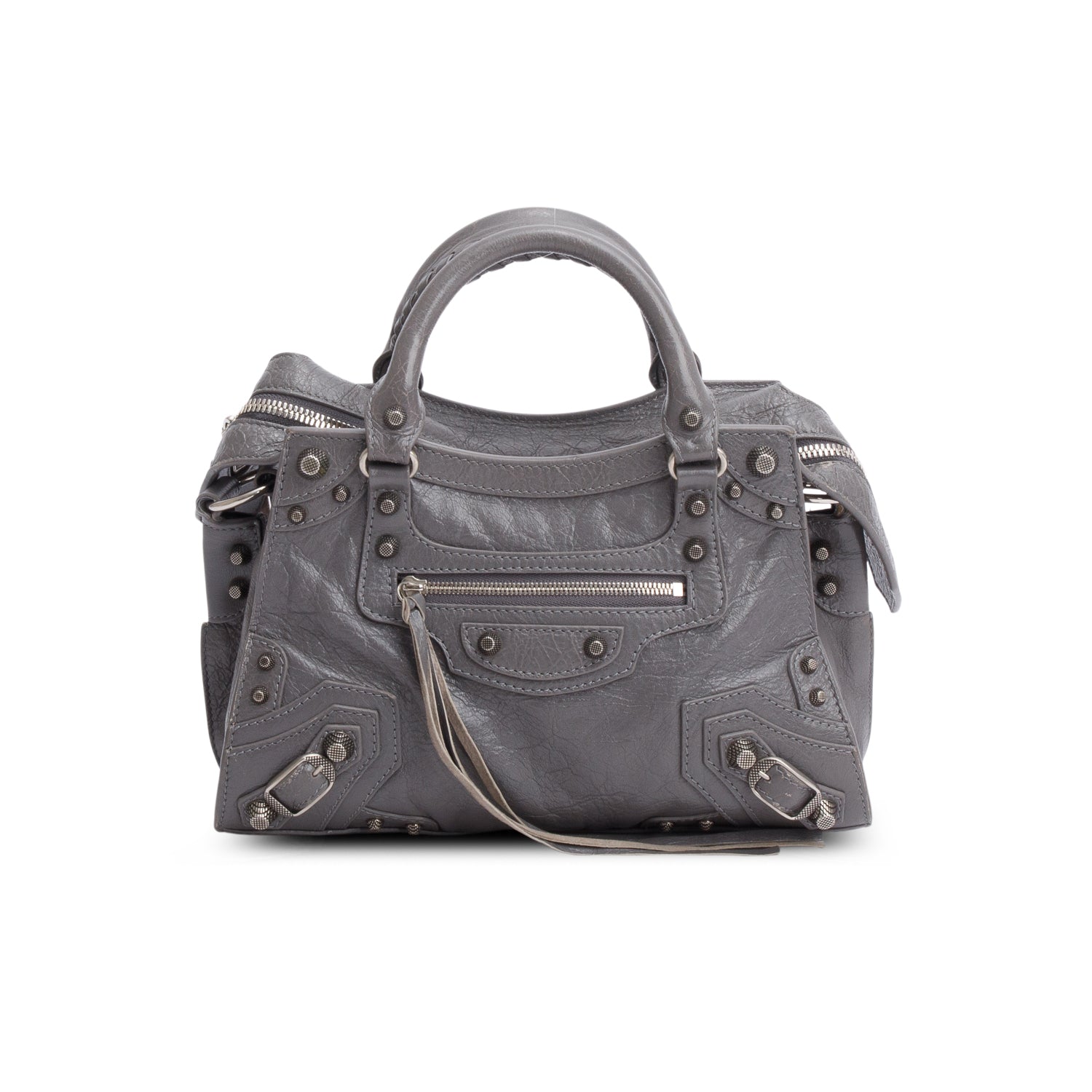 Balenciaga Grey Agneau Neo Cagole Xs City Bag Leather Travel Bag