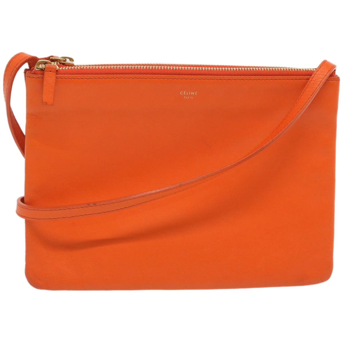 Luxury Trio Shoulder Bag Orange Leather Small