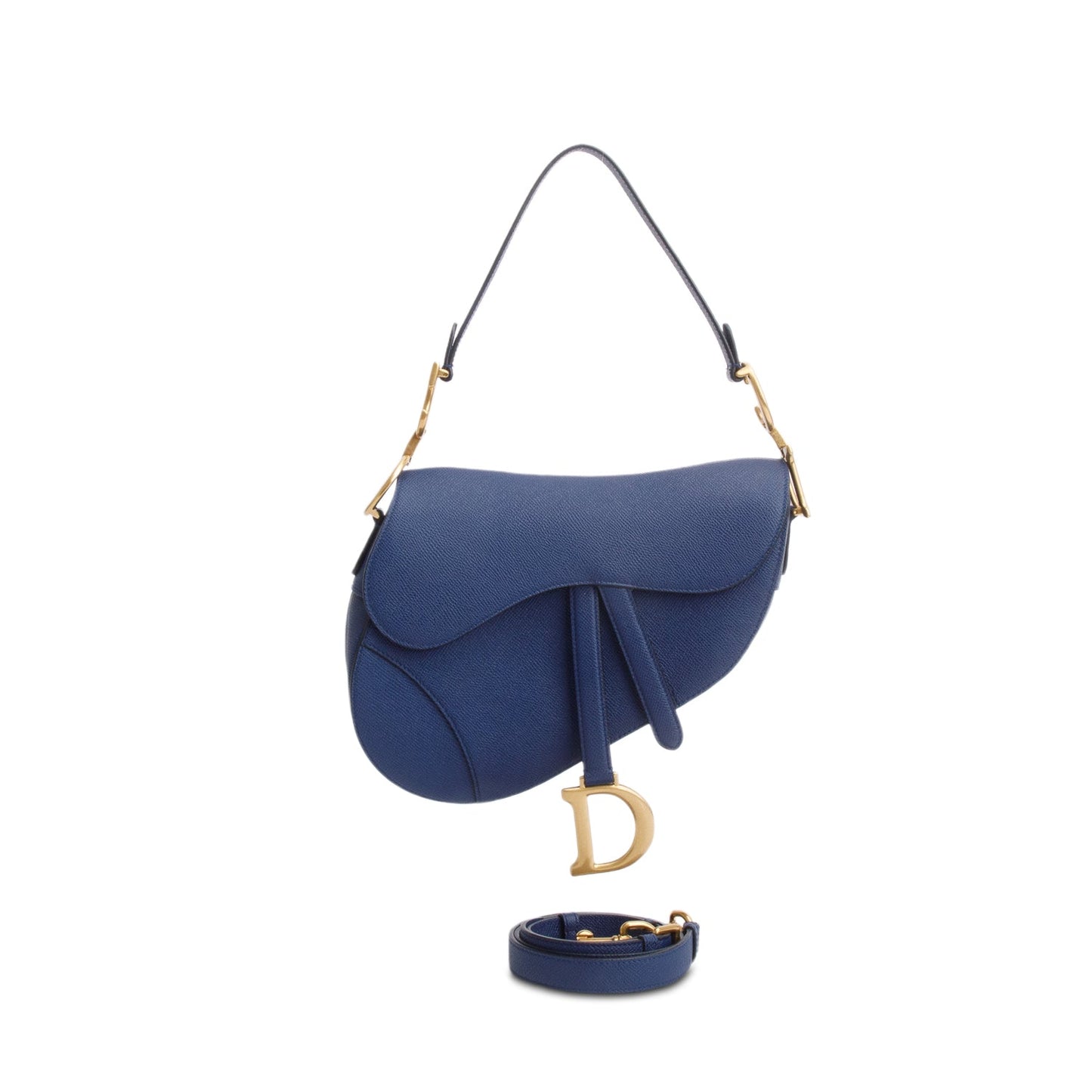 Dior Christian Grained Calfskin Saddle Bag Blue Travel Bag