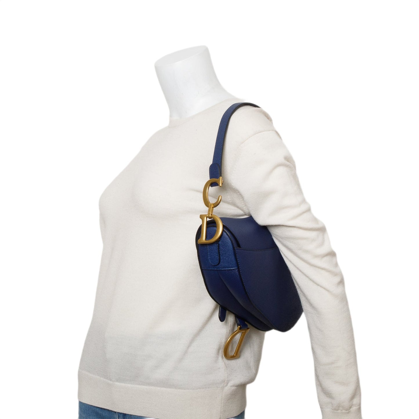 Dior Christian Grained Calfskin Saddle Bag Blue Travel Bag