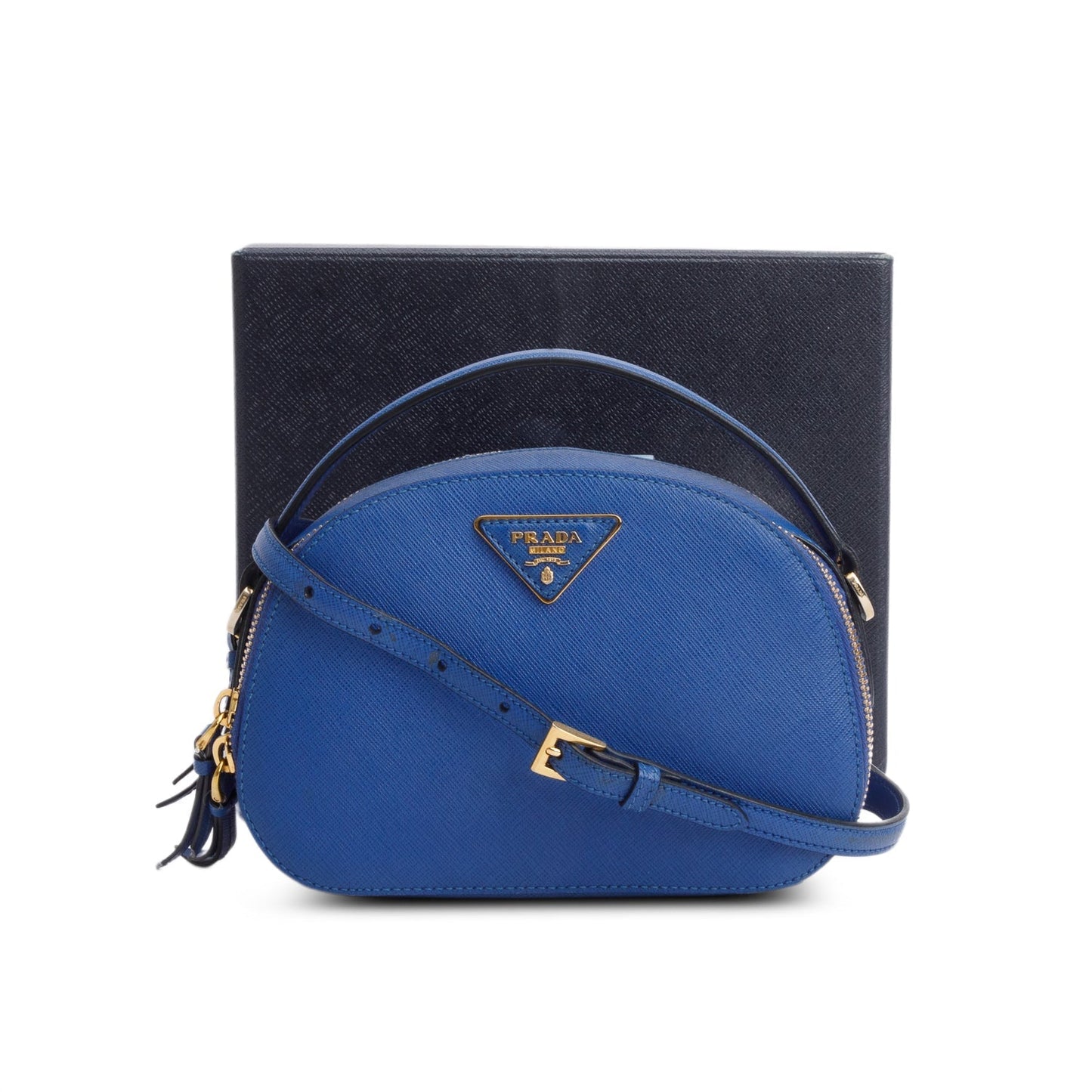 Prada Saffiano Lux Odette Bag Leather Blue Travel Bag
