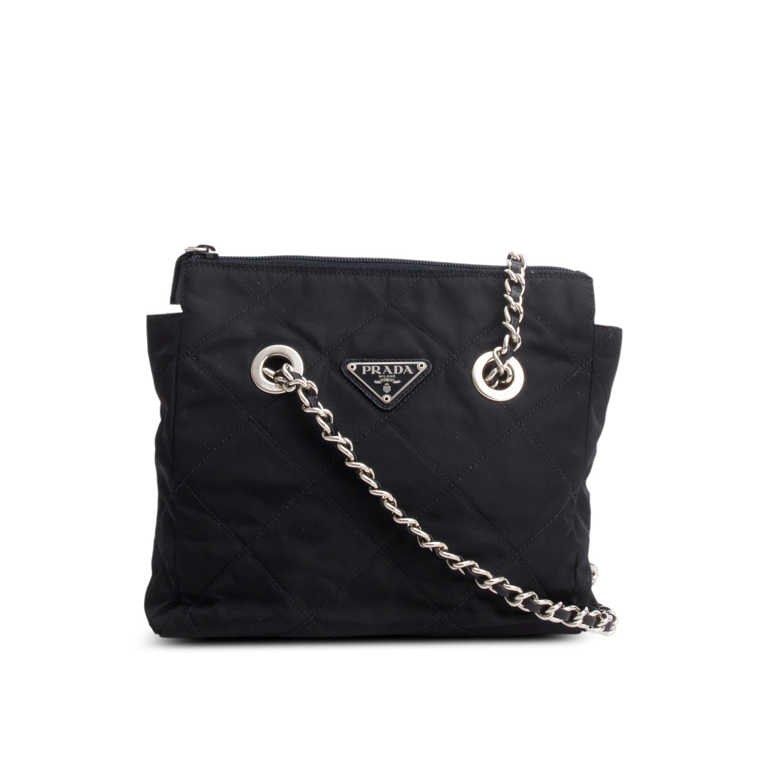 Prada Tessuto Chain Tote Handbag Nylon Quilted Tote Bag