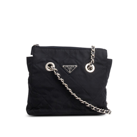 Prada Tessuto Chain Tote Handbag Nylon Quilted Tote Bag