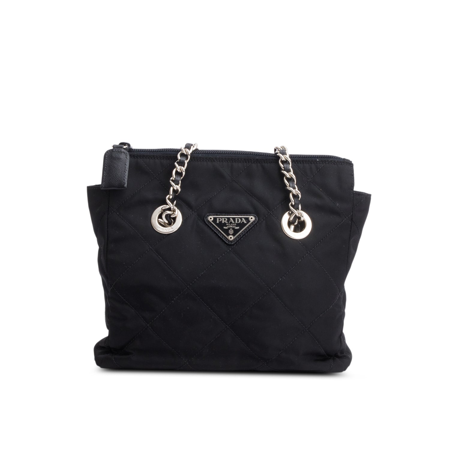 Prada Tessuto Chain Tote Handbag Nylon Quilted Tote Bag