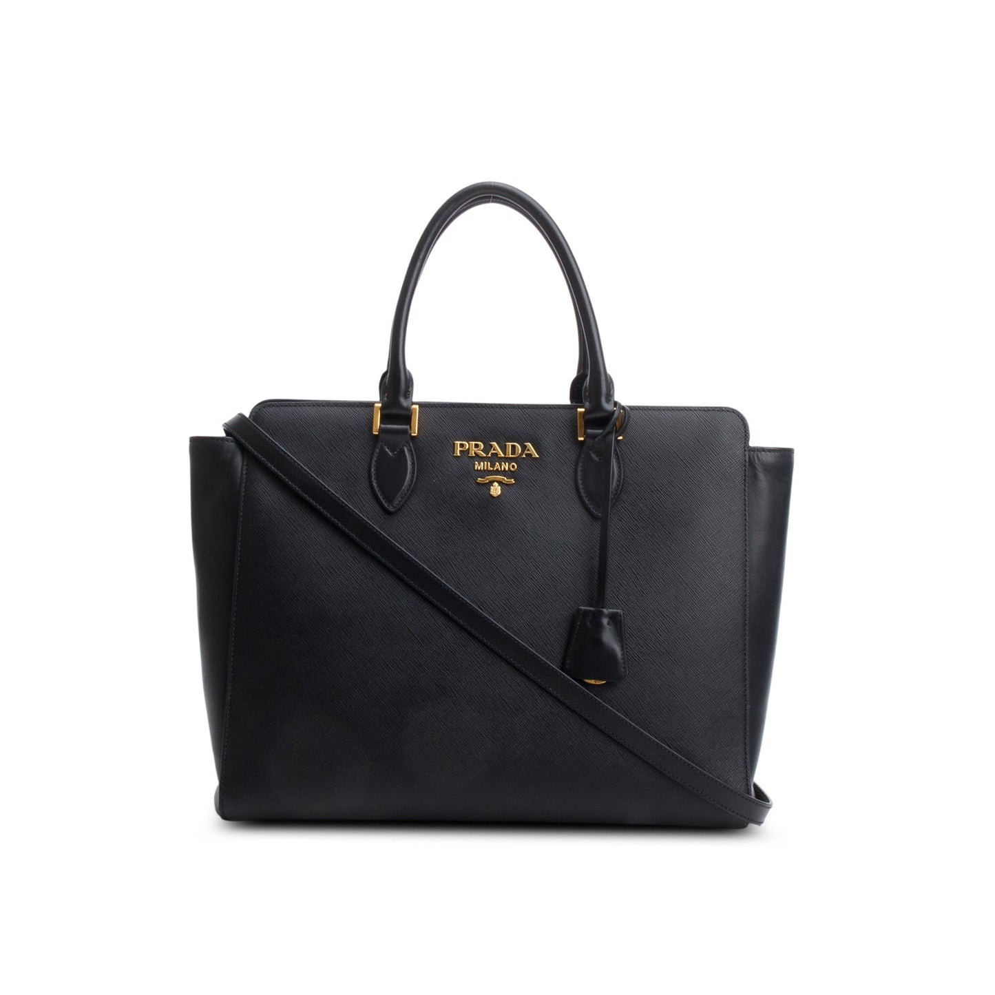 Prada Saffiano Soft Calf Tote Handbag Leather Black Tote Bag