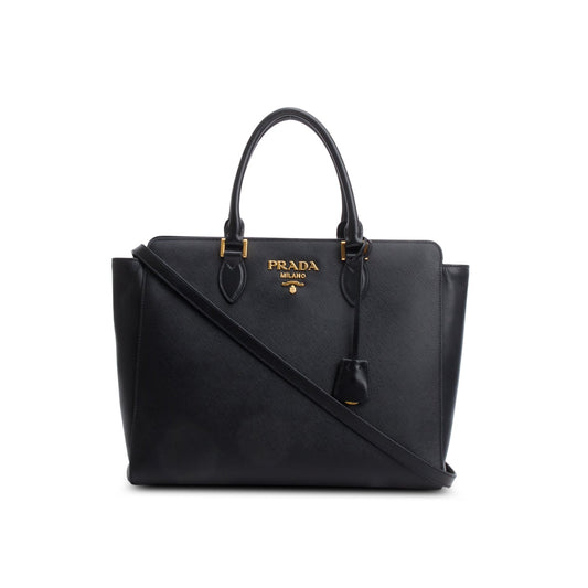 Prada Saffiano Soft Calf Tote Handbag Leather Black Tote Bag