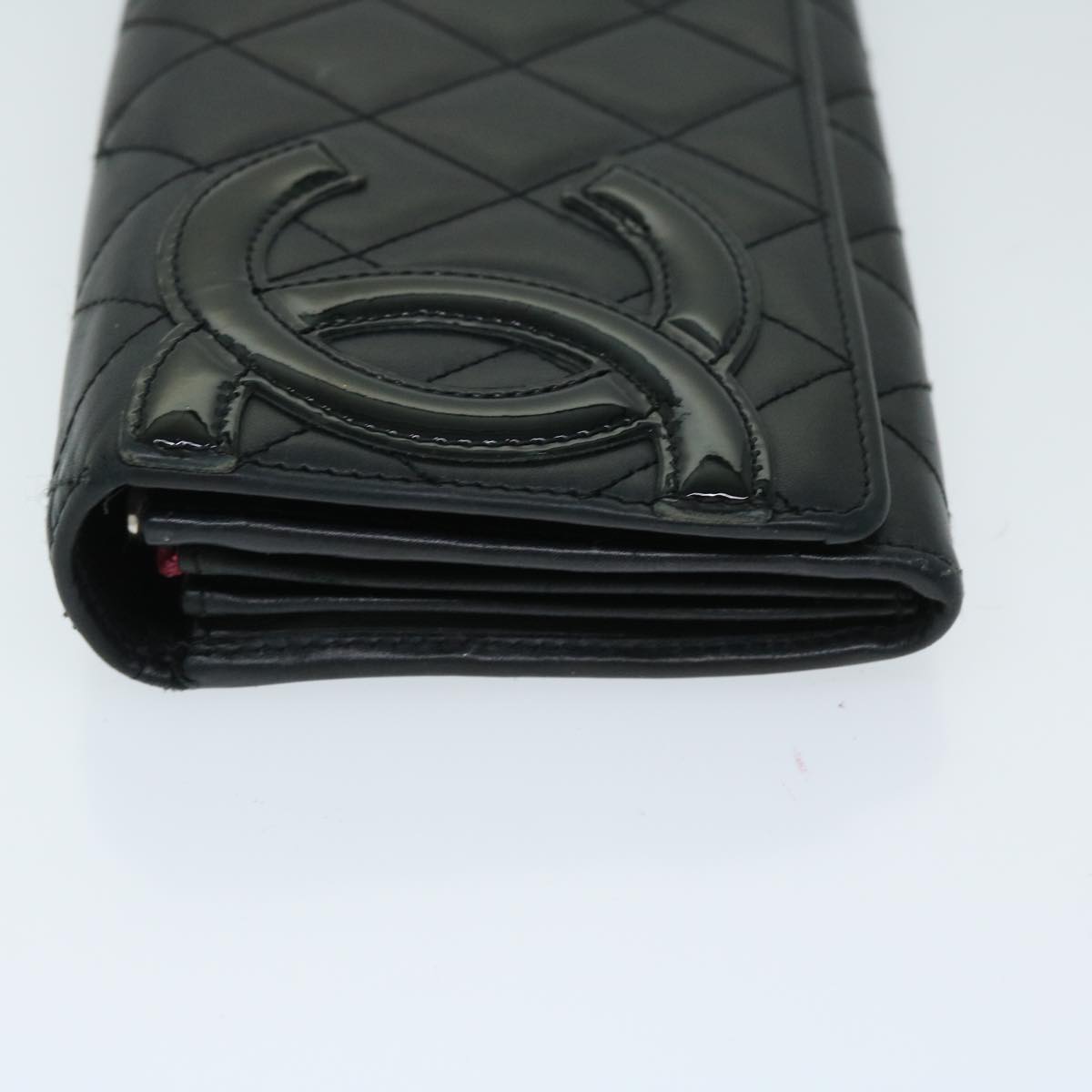 Chanel Cambon Line Long Wallet Leather Black CC Auth