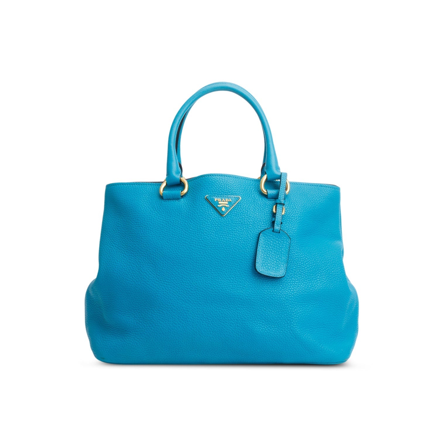 Prada Vitello Daino Convertible Tote Handbag Blue Tote Bag