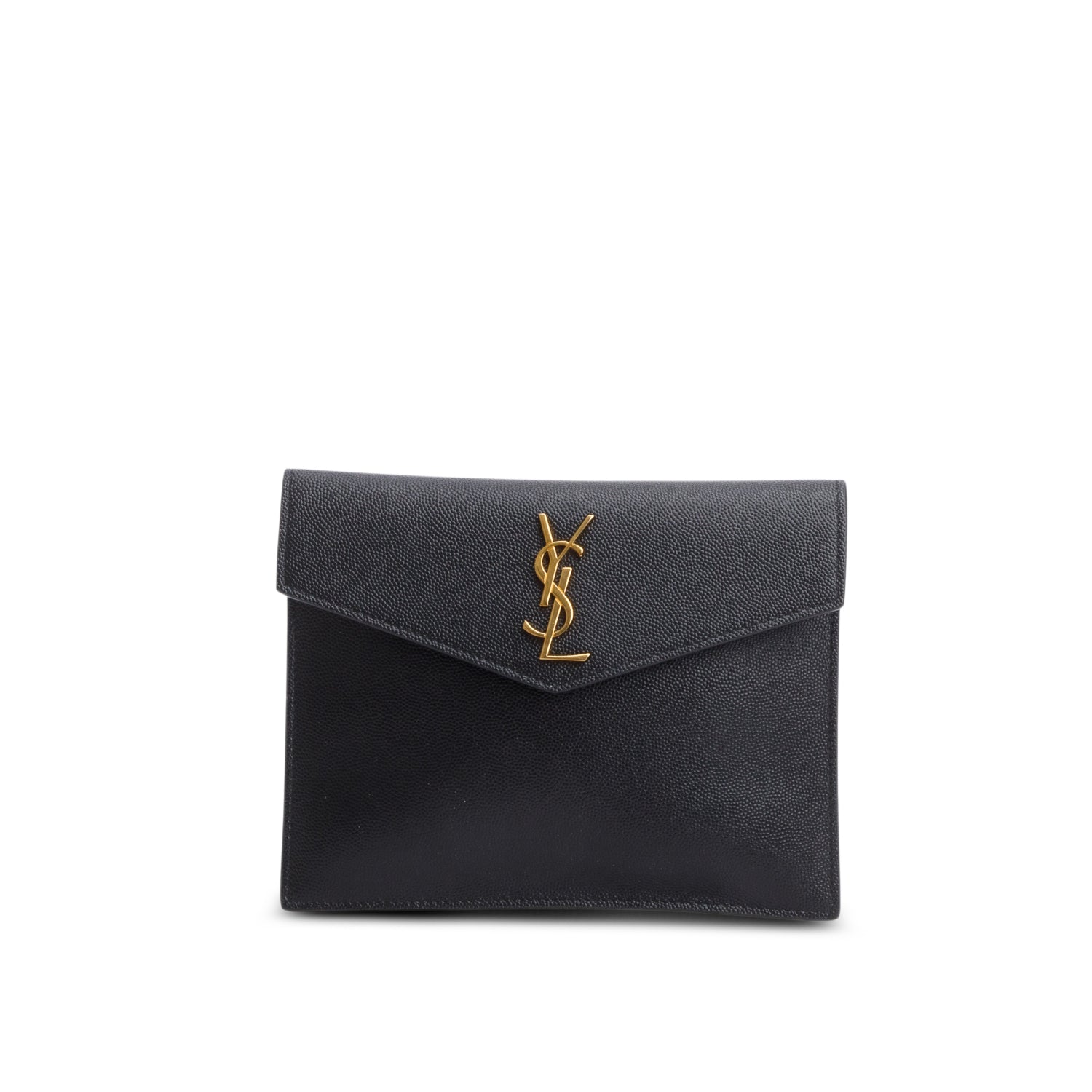 YSL Saint Laurent Grain De Poudre Envelope Pouch Travel Bag Black