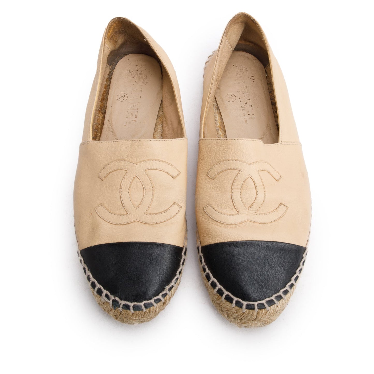 Chanel Neutral & CC Logo Espadrilles Leather Black Travel Bag 3