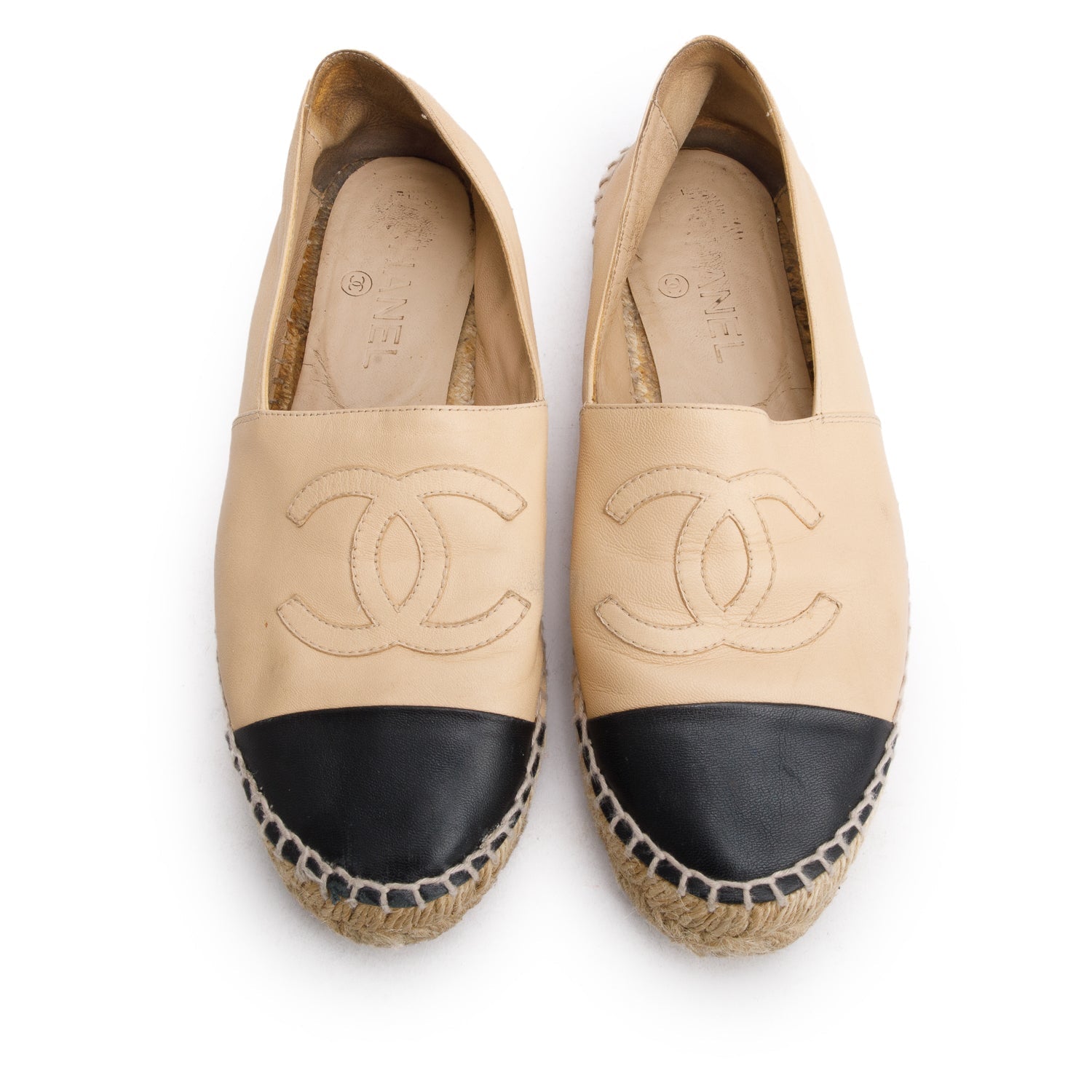 Chanel Neutral & CC Logo Espadrilles Leather Black Travel Bag 3