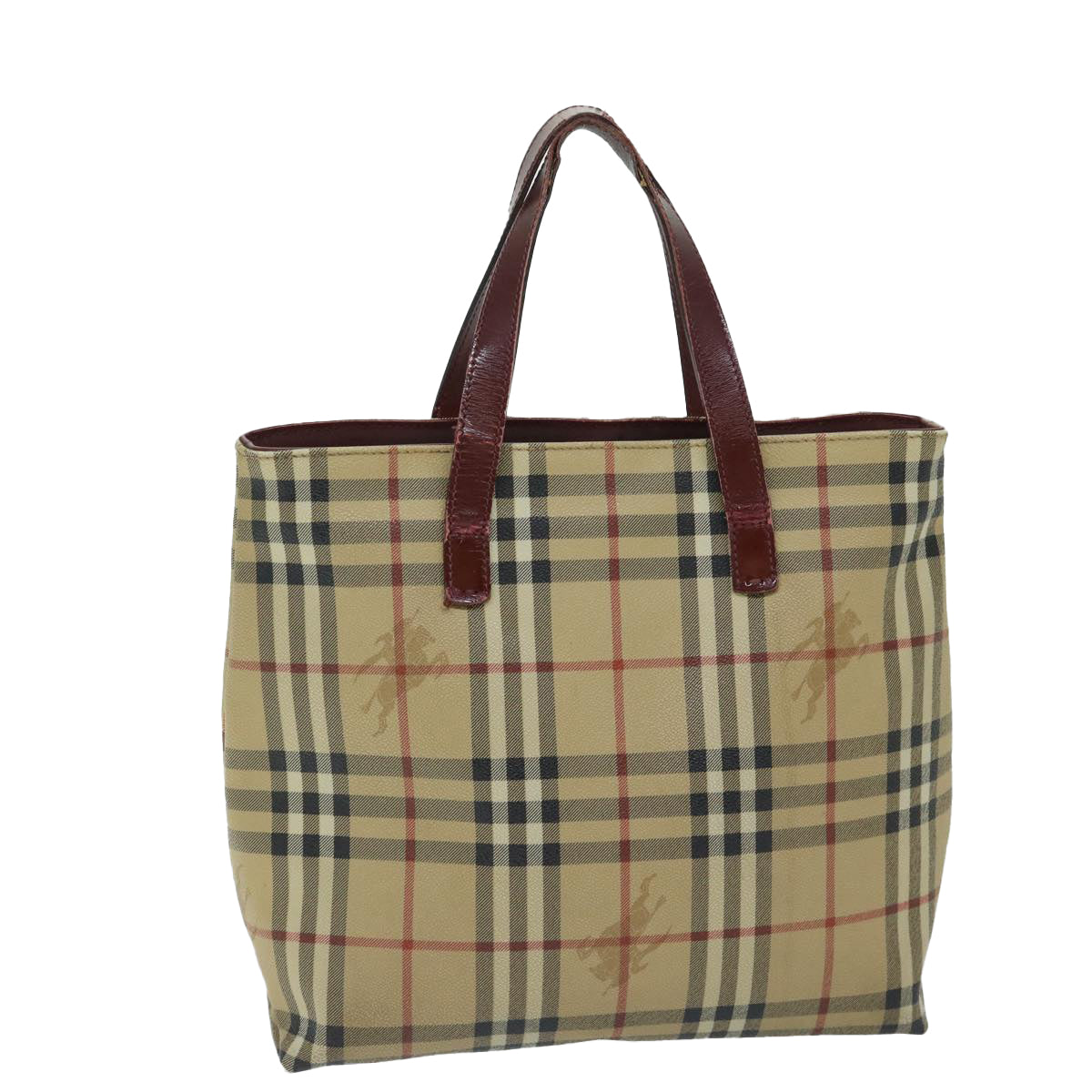 Burberry Luxury Nova Check Tote Bag Pvc Auth Beige Beige Auth 67654