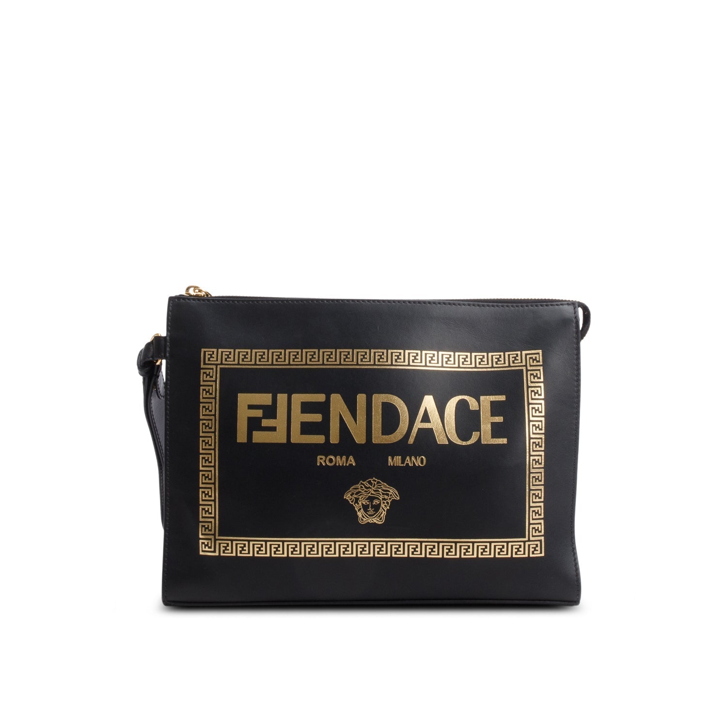 Fendi Versace Clutch Leather Black Clutch Bag