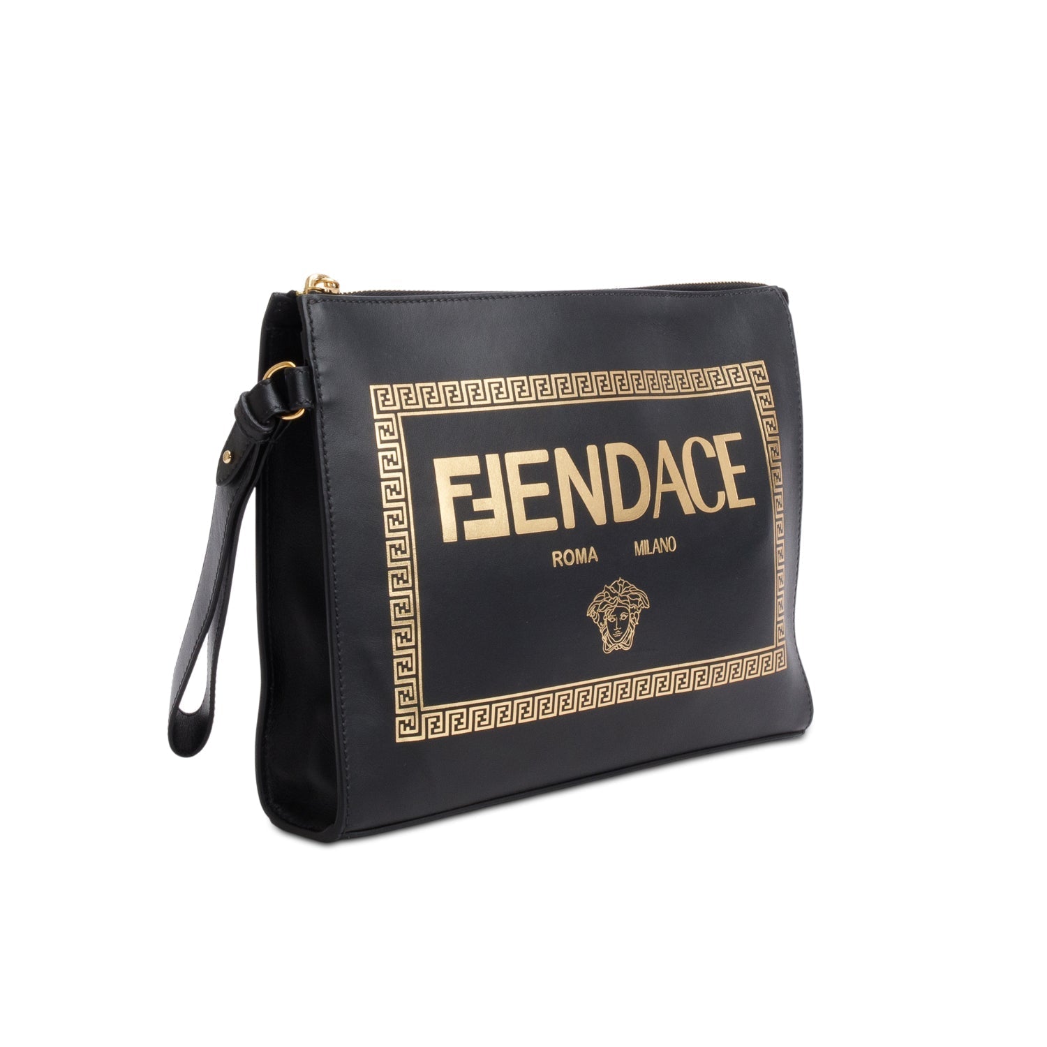 Fendi Versace Clutch Leather Black Clutch Bag