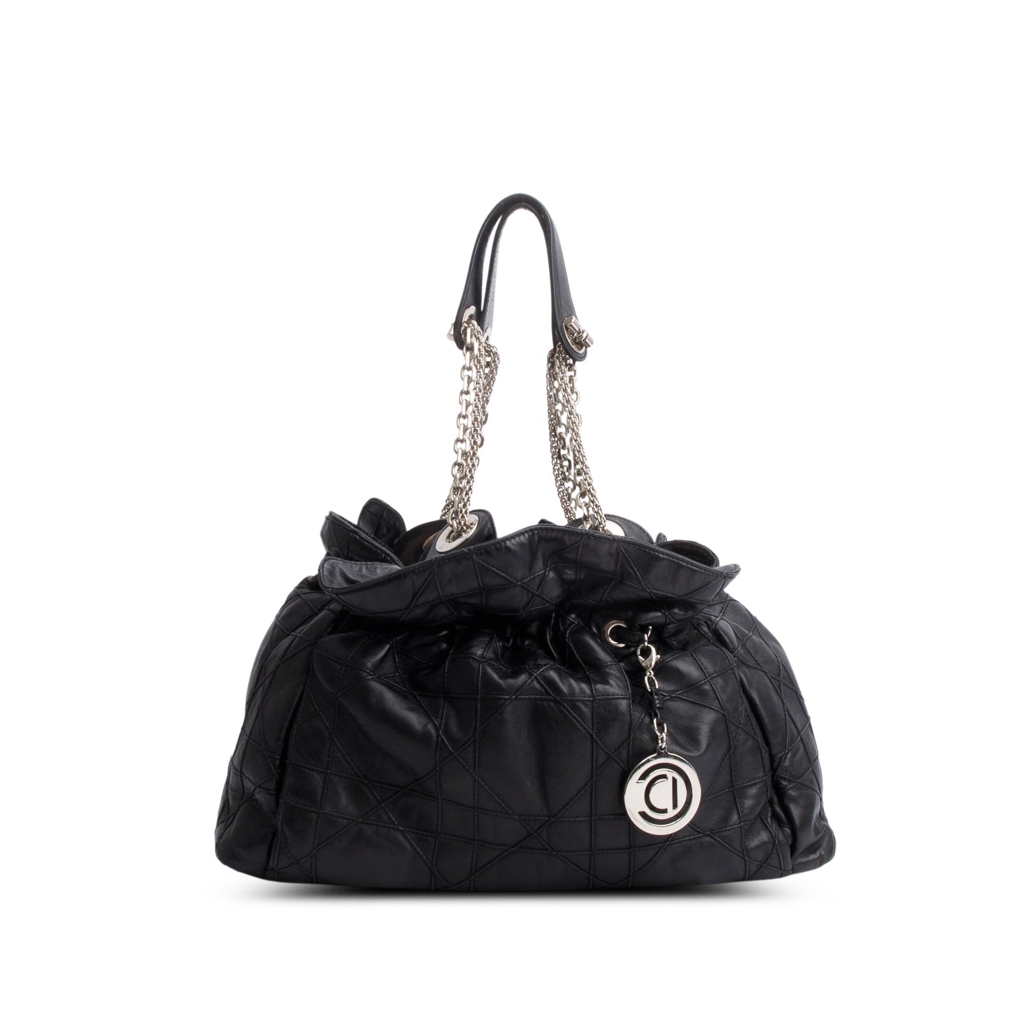 Dior Christian Lambskin Cannage Le Trente Tote Handbag Black Medium Tote Bag