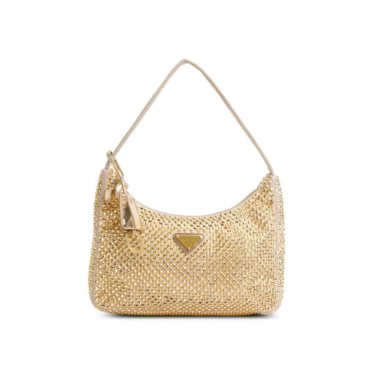 Prada Crystal Re Edition Bag Satin Gold Travel Bag