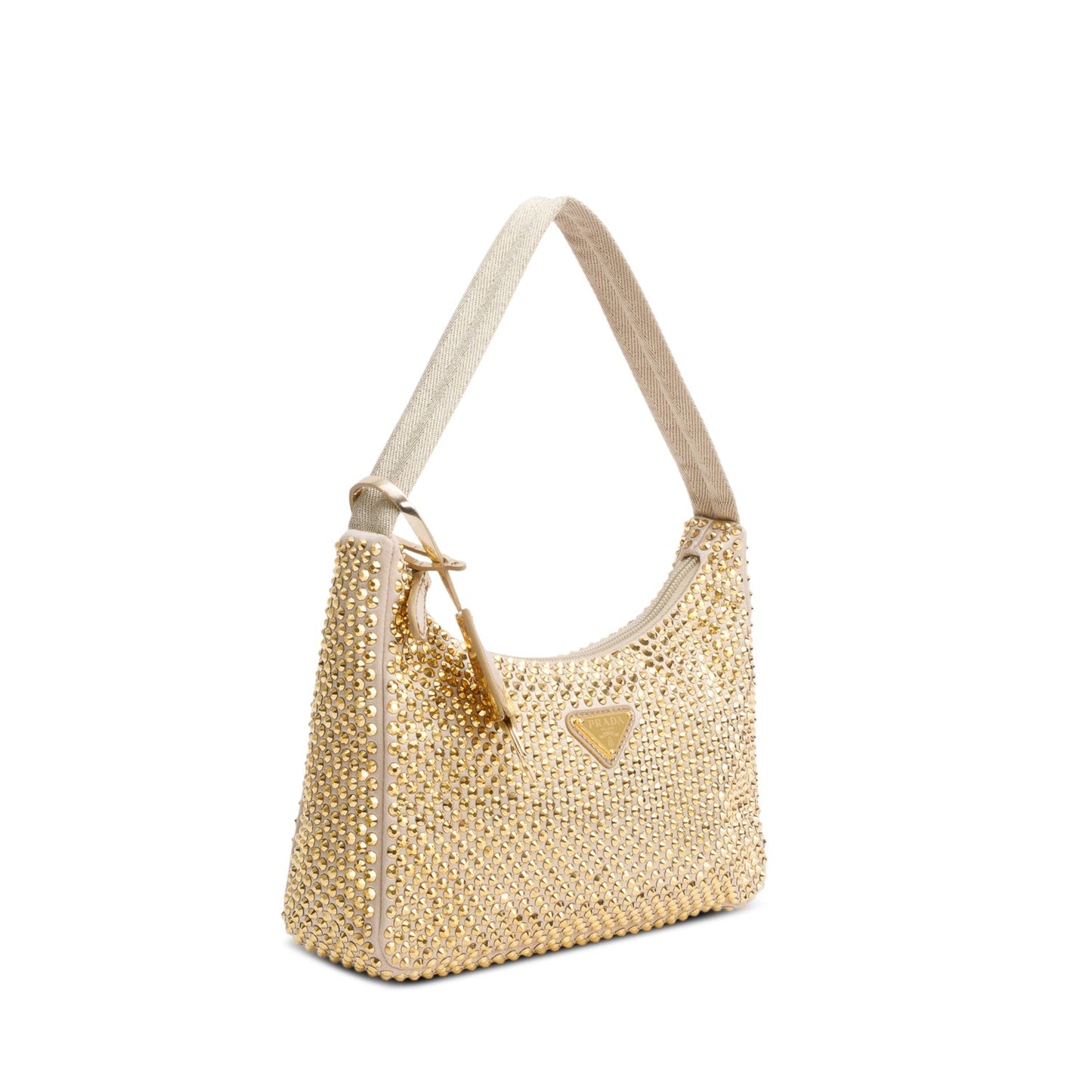 Prada Crystal Re Edition Bag Satin Gold Travel Bag